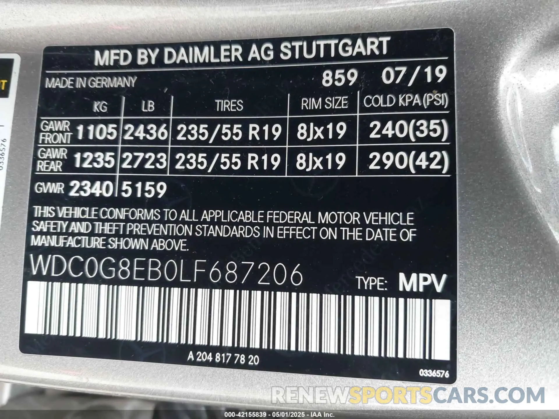 9 fotografías del automóvil dañado WDC0G8EB0LF687206 MERCEDES-BENZ GLC 300 2020