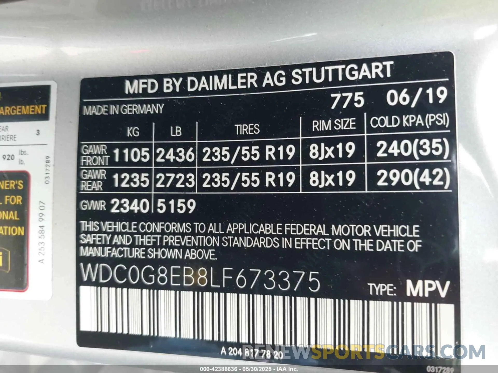 9 fotografías del automóvil dañado WDC0G8EB8LF673375 MERCEDES-BENZ GLC 300 2020