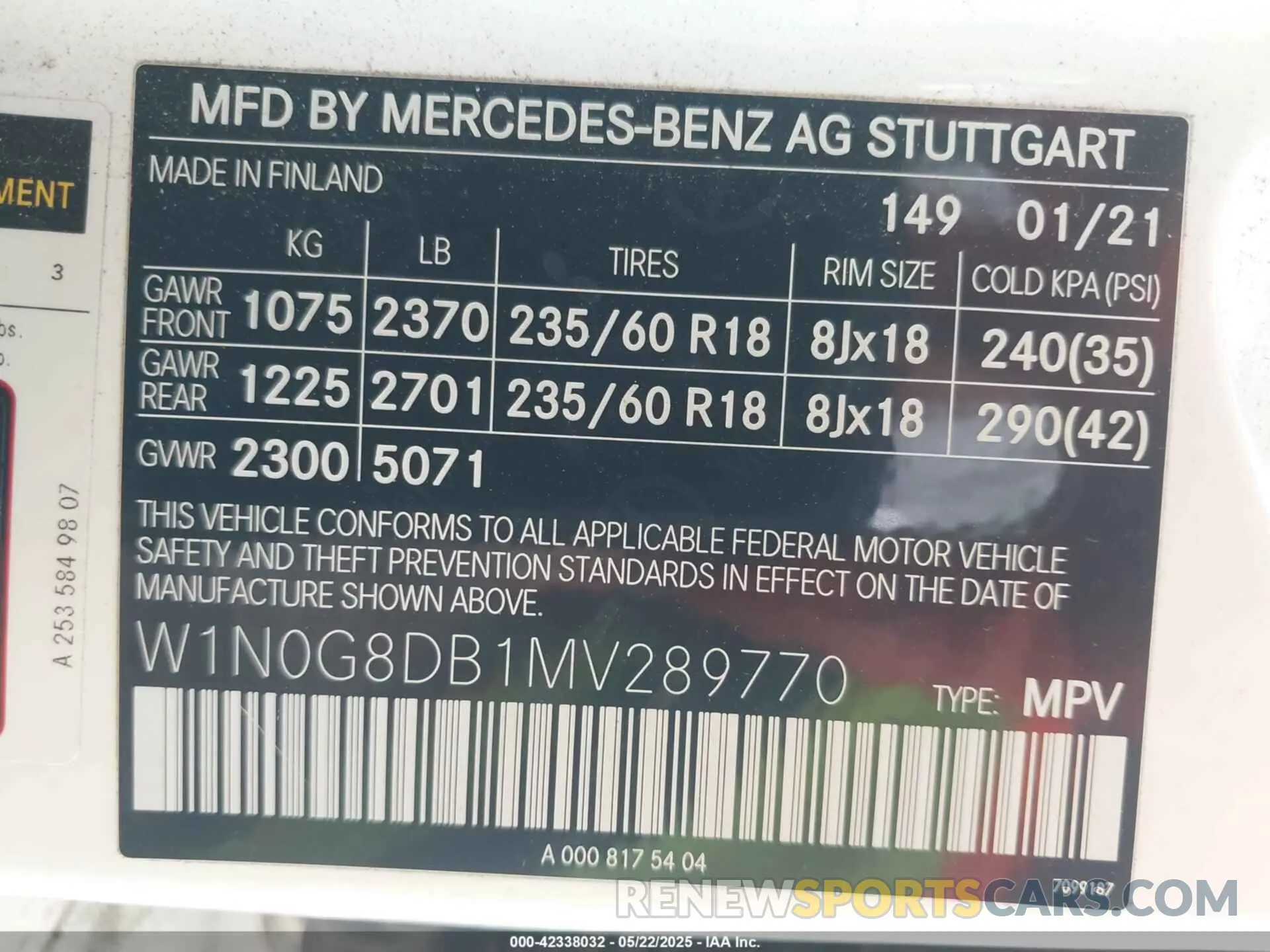 9 fotografías del automóvil dañado W1N0G8DB1MV289770 MERCEDES-BENZ GLC 300 2021