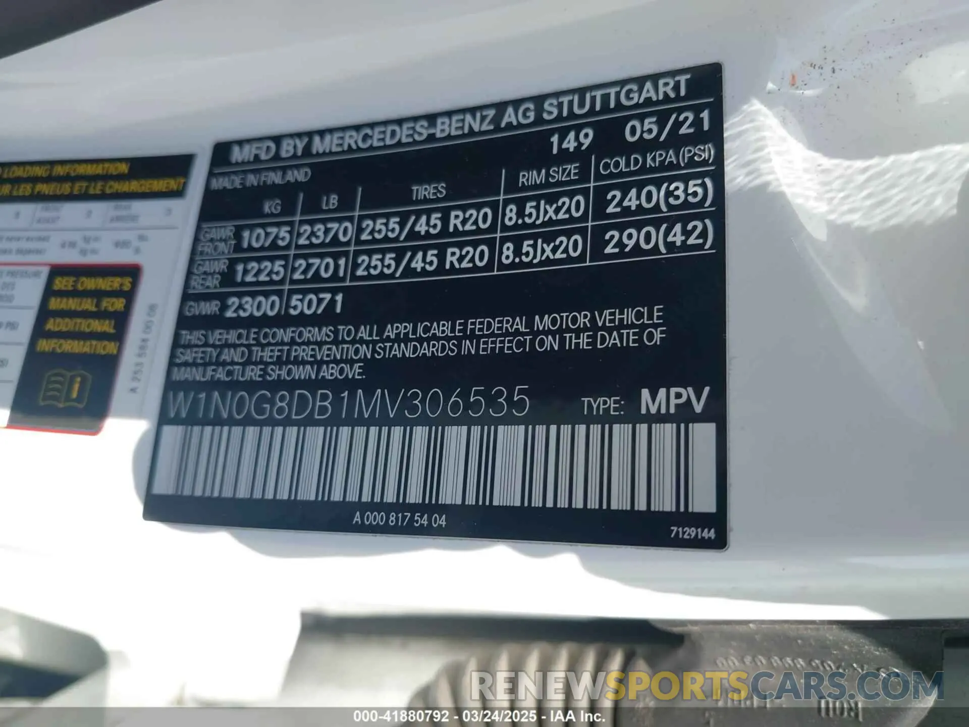 9 fotografías del automóvil dañado W1N0G8DB1MV306535 MERCEDES-BENZ GLC 300 2021