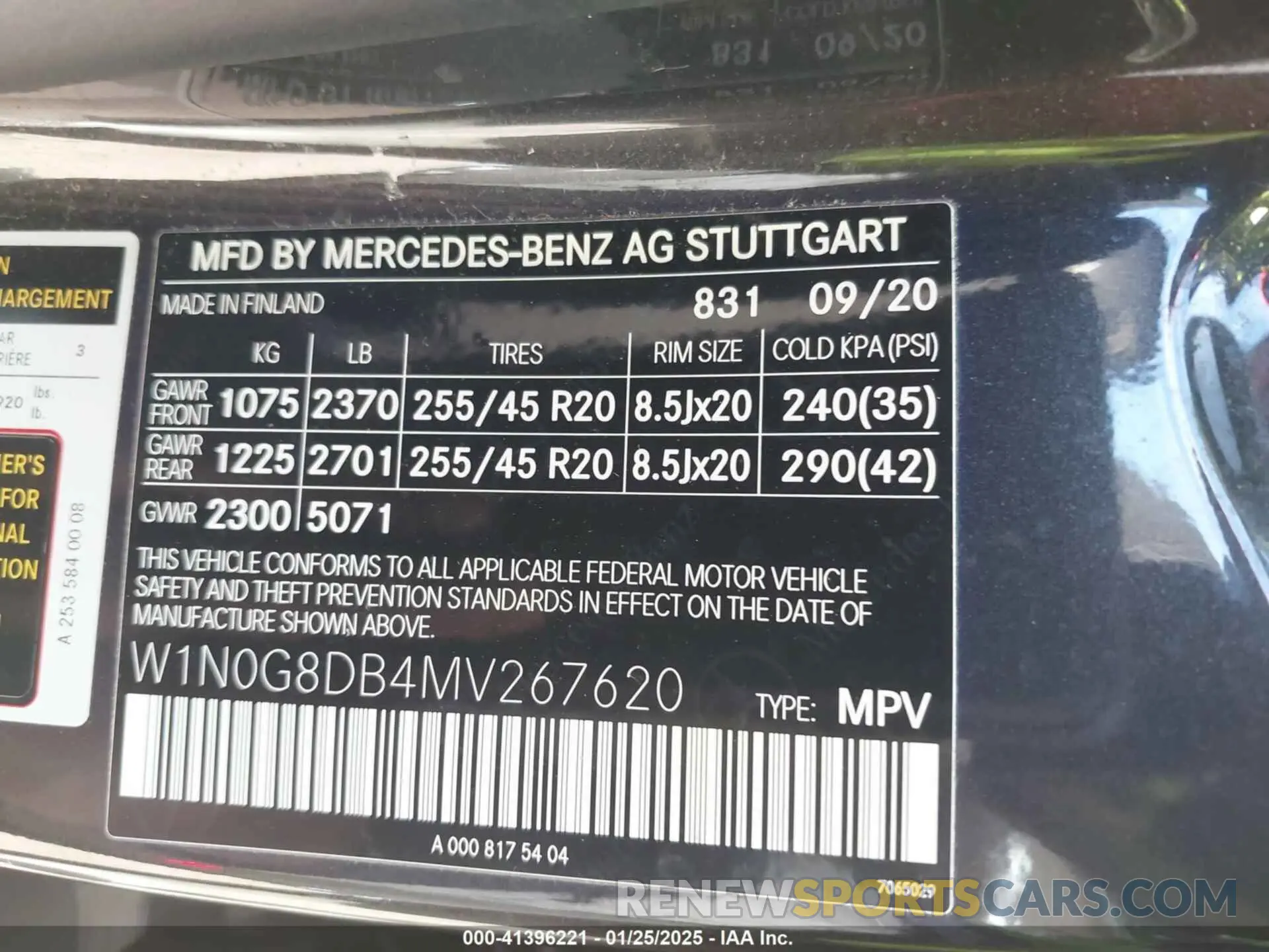 9 fotografías del automóvil dañado W1N0G8DB4MV267620 MERCEDES-BENZ GLC 300 2021