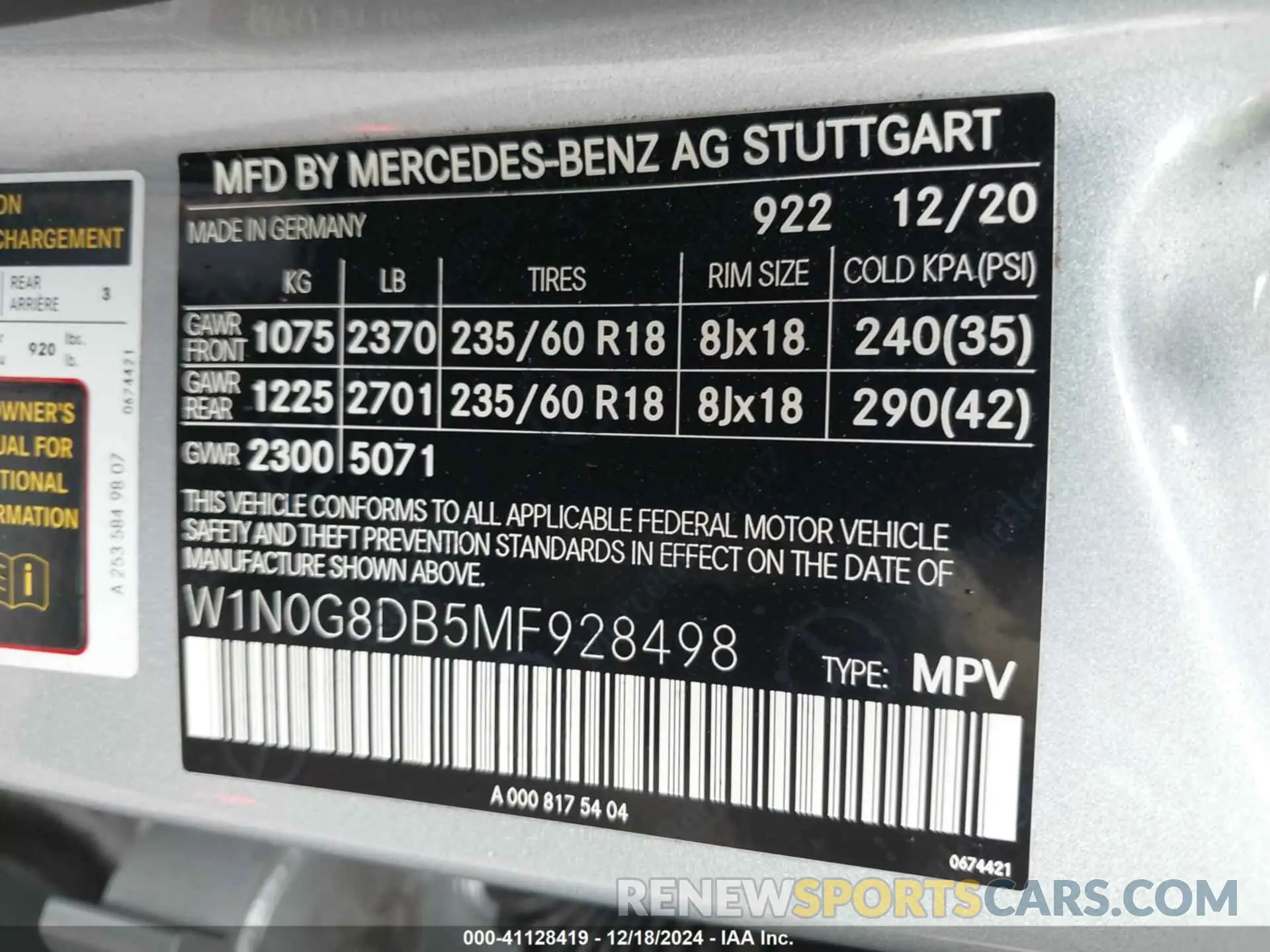 9 fotografías del automóvil dañado W1N0G8DB5MF928498 MERCEDES-BENZ GLC 300 2021