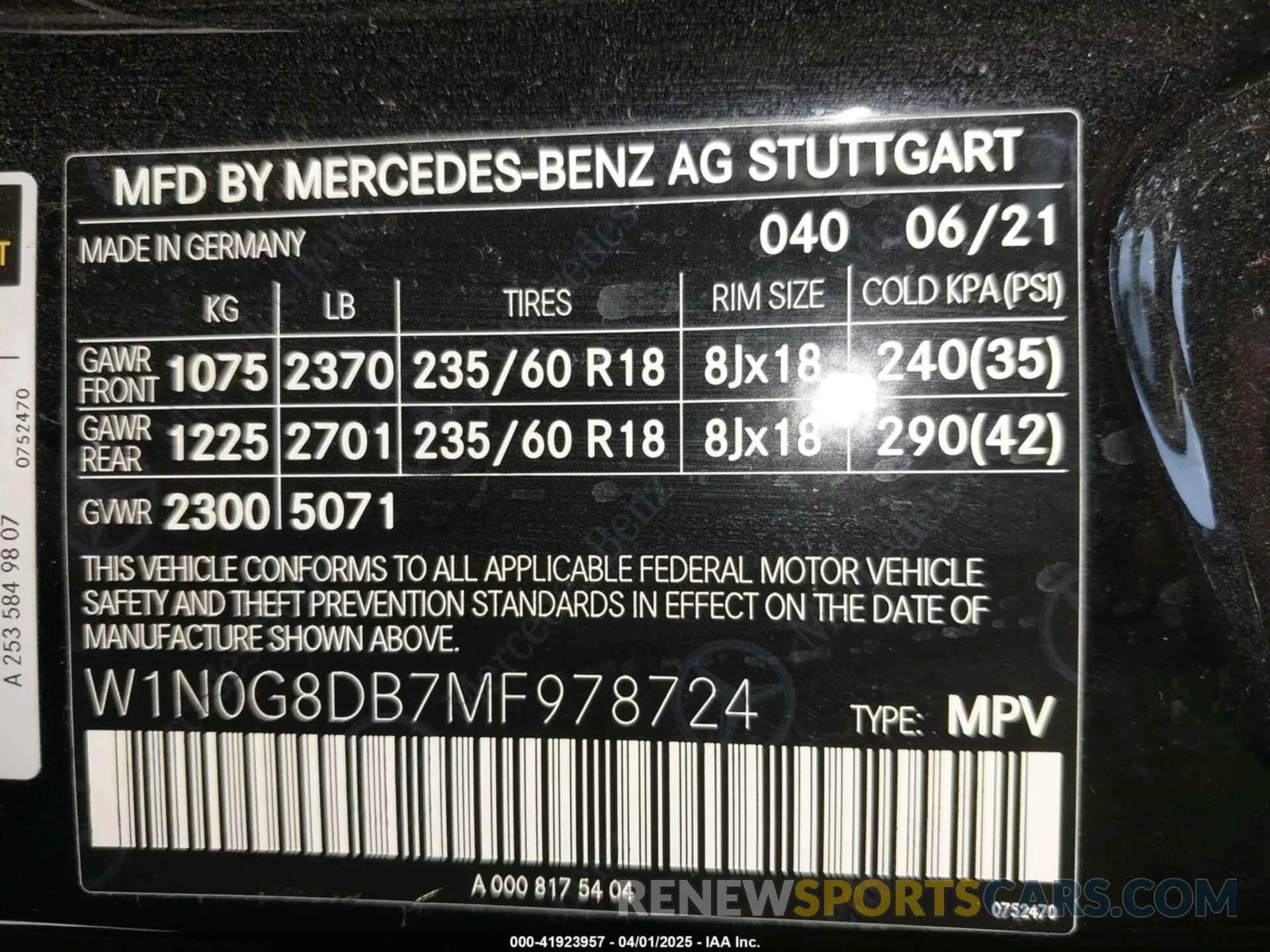 9 fotografías del automóvil dañado W1N0G8DB7MF978724 MERCEDES-BENZ GLC 300 2021