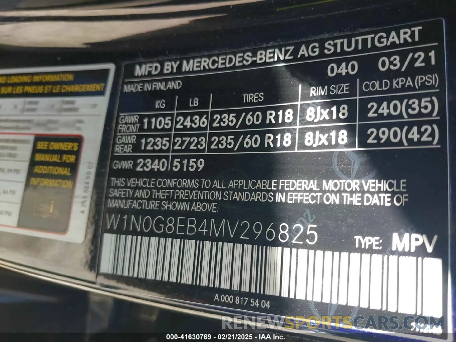 9 fotografías del automóvil dañado W1N0G8EB4MV296825 MERCEDES-BENZ GLC 300 2021