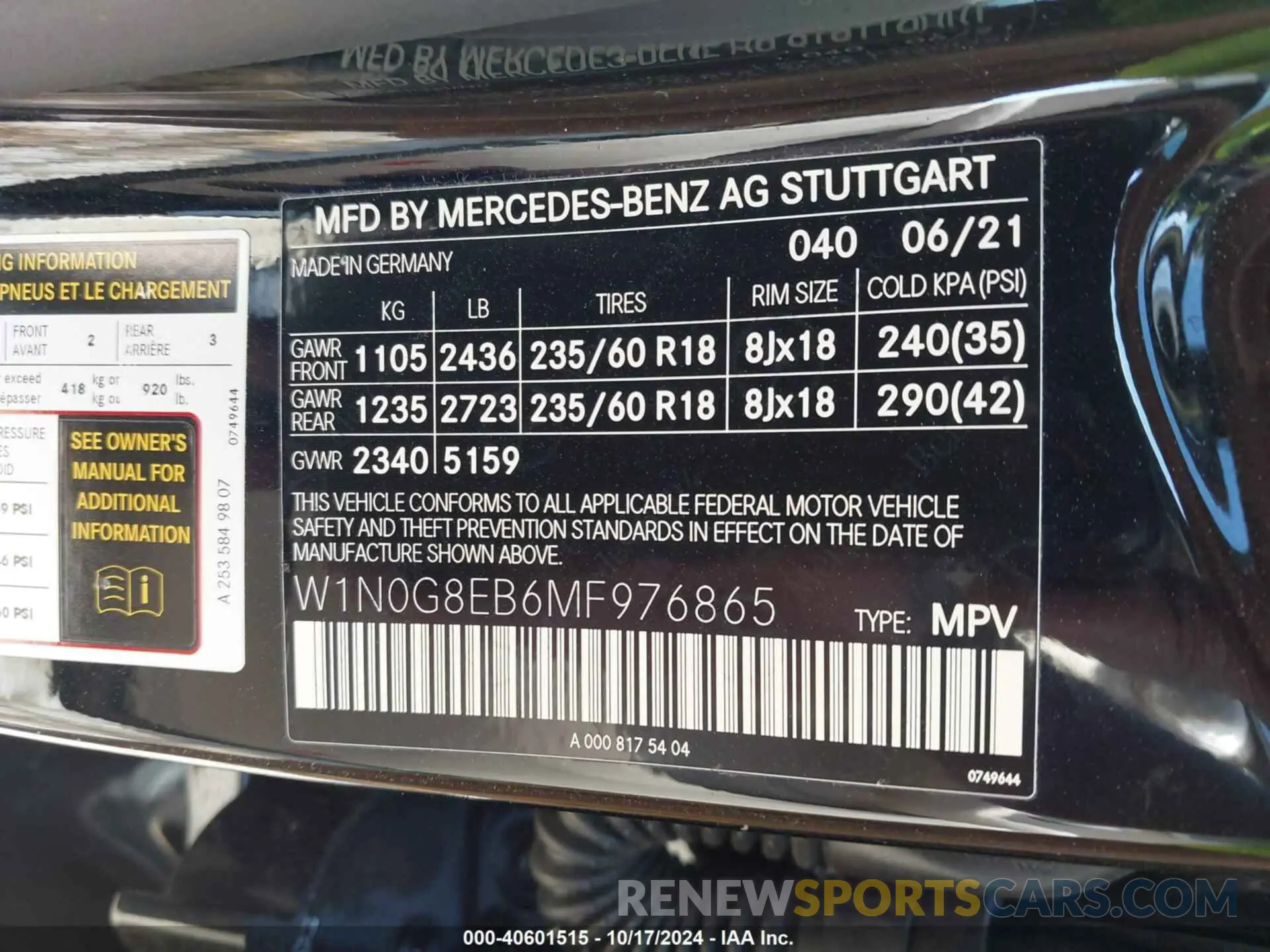 9 fotografías del automóvil dañado W1N0G8EB6MF976865 MERCEDES-BENZ GLC 300 2021