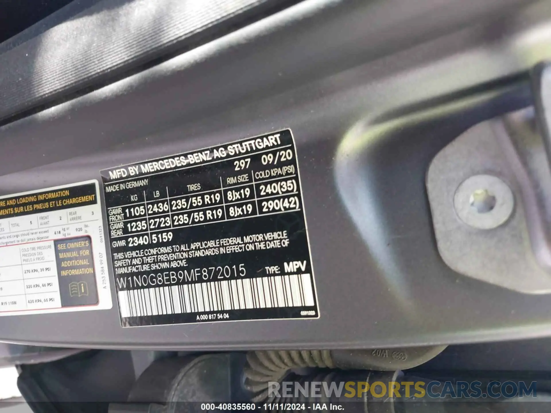9 fotografías del automóvil dañado W1N0G8EB9MF872015 MERCEDES-BENZ GLC 300 2021