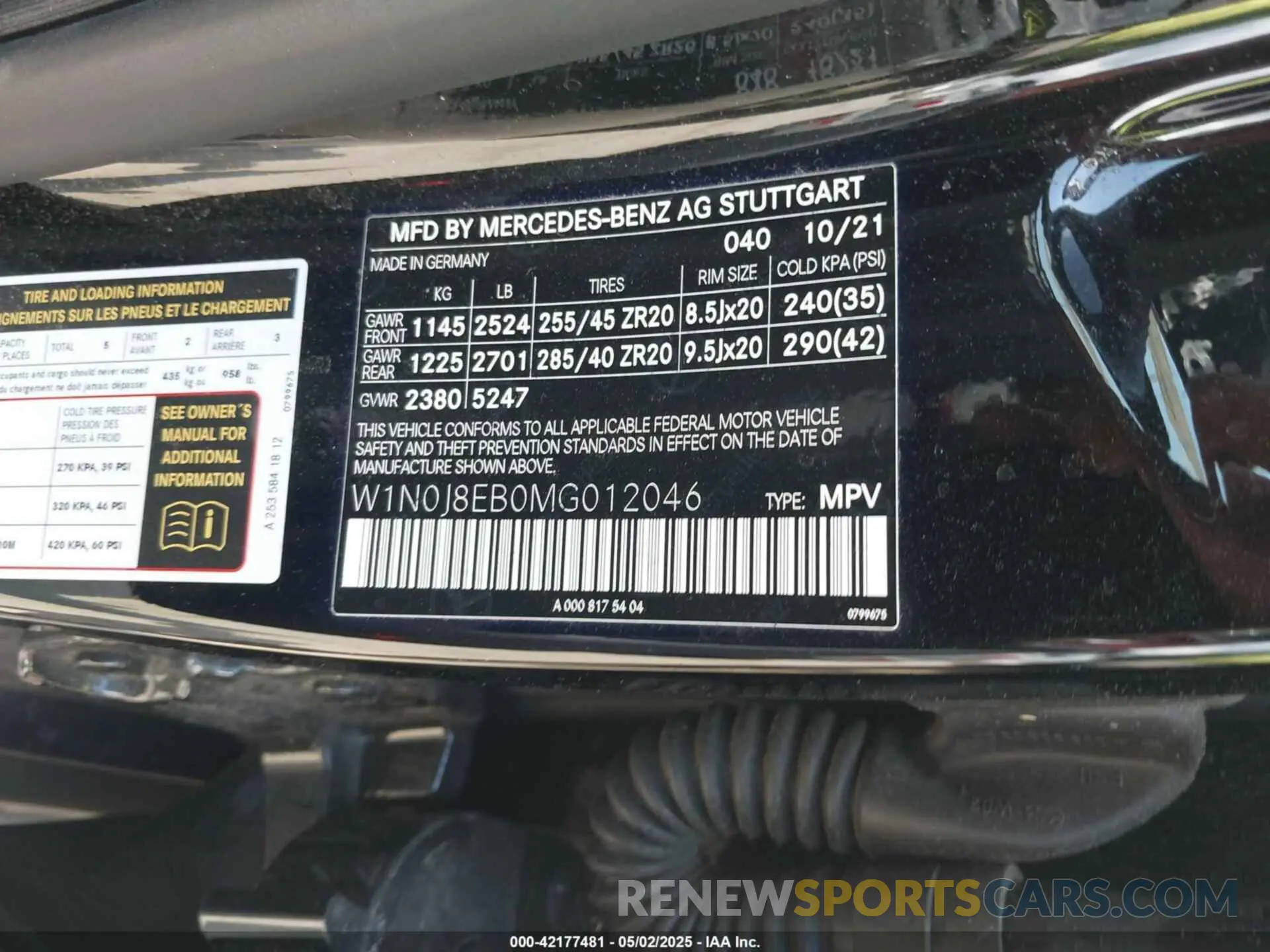 9 fotografías del automóvil dañado W1N0J8EB0MG012046 MERCEDES-BENZ GLC 300 2021