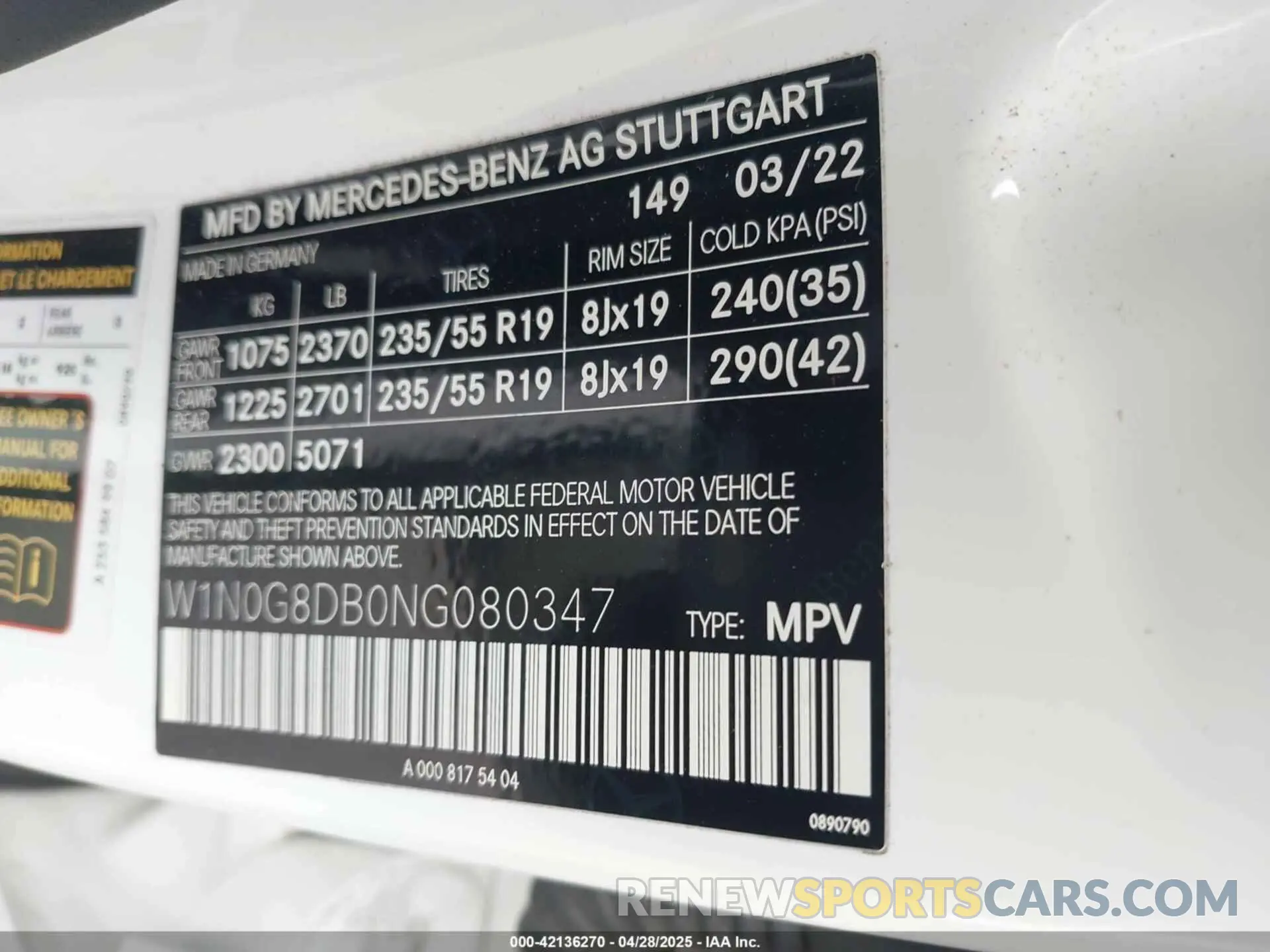 9 fotografías del automóvil dañado W1N0G8DB0NG080347 MERCEDES-BENZ GLC 300 2022
