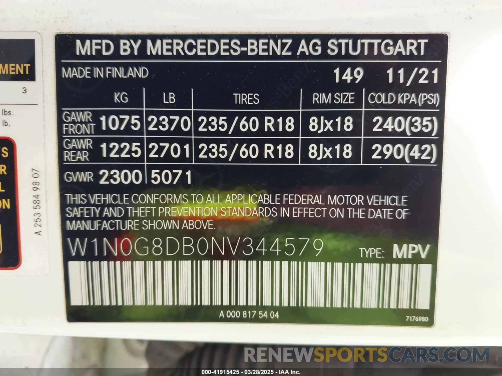 9 fotografías del automóvil dañado W1N0G8DB0NV344579 MERCEDES-BENZ GLC 300 2022