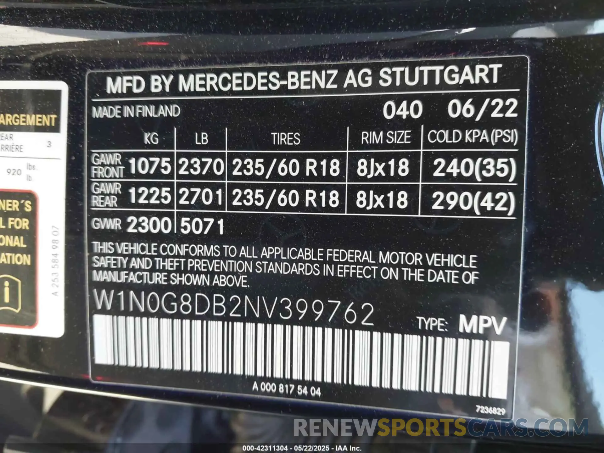 9 fotografías del automóvil dañado W1N0G8DB2NV399762 MERCEDES-BENZ GLC 300 2022