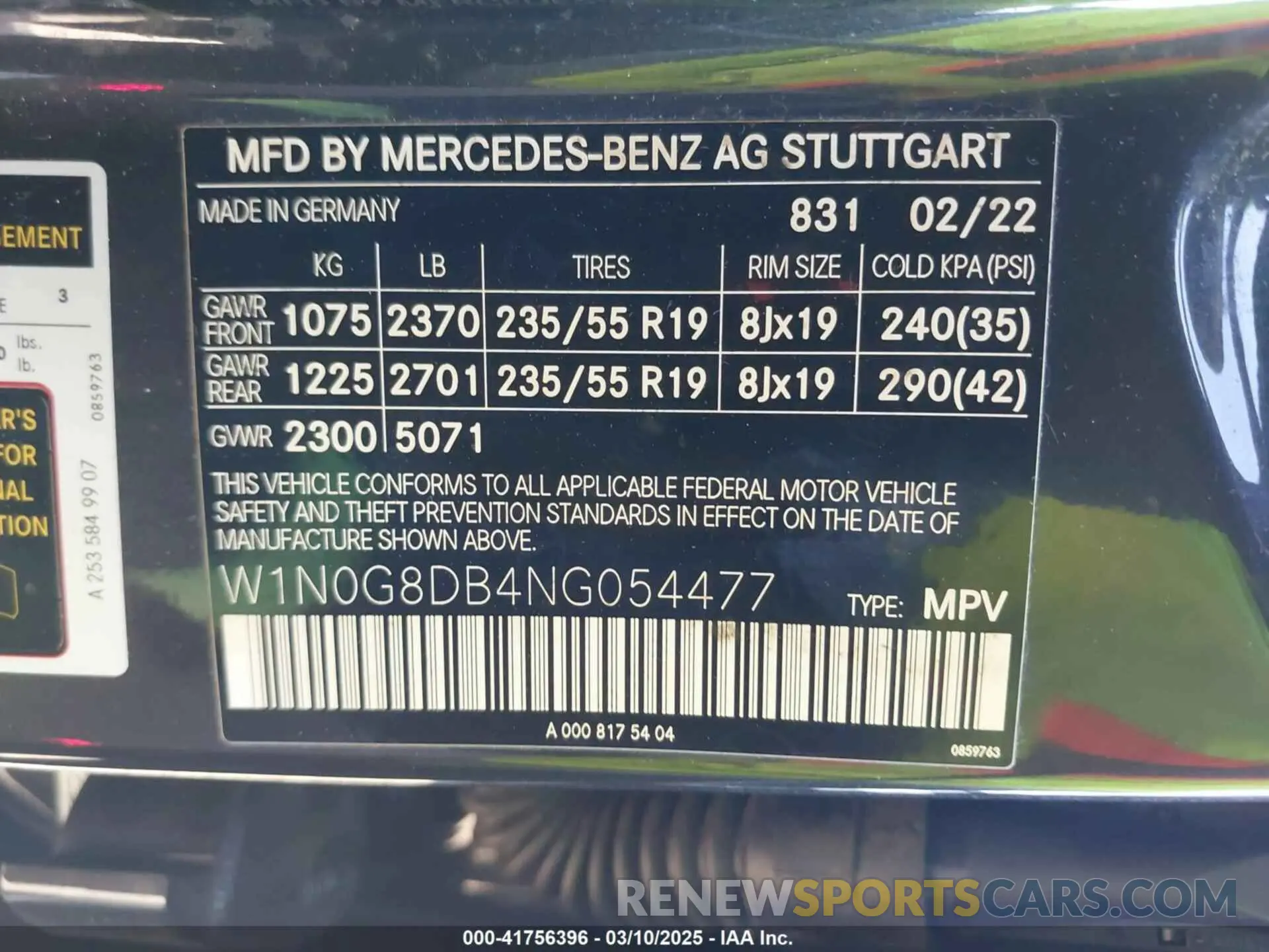 9 fotografías del automóvil dañado W1N0G8DB4NG054477 MERCEDES-BENZ GLC 300 2022