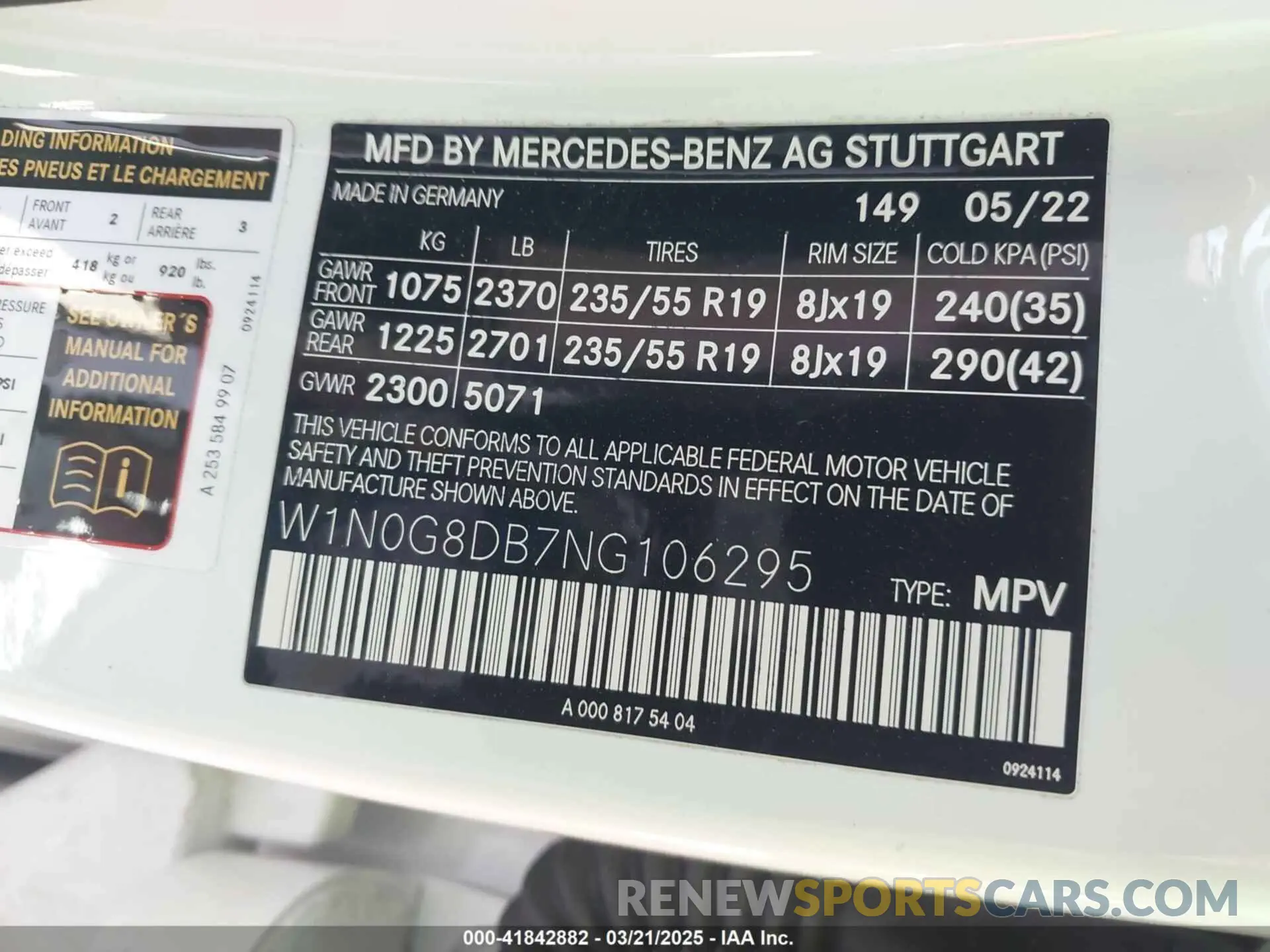 9 fotografías del automóvil dañado W1N0G8DB7NG106295 MERCEDES-BENZ GLC 300 2022
