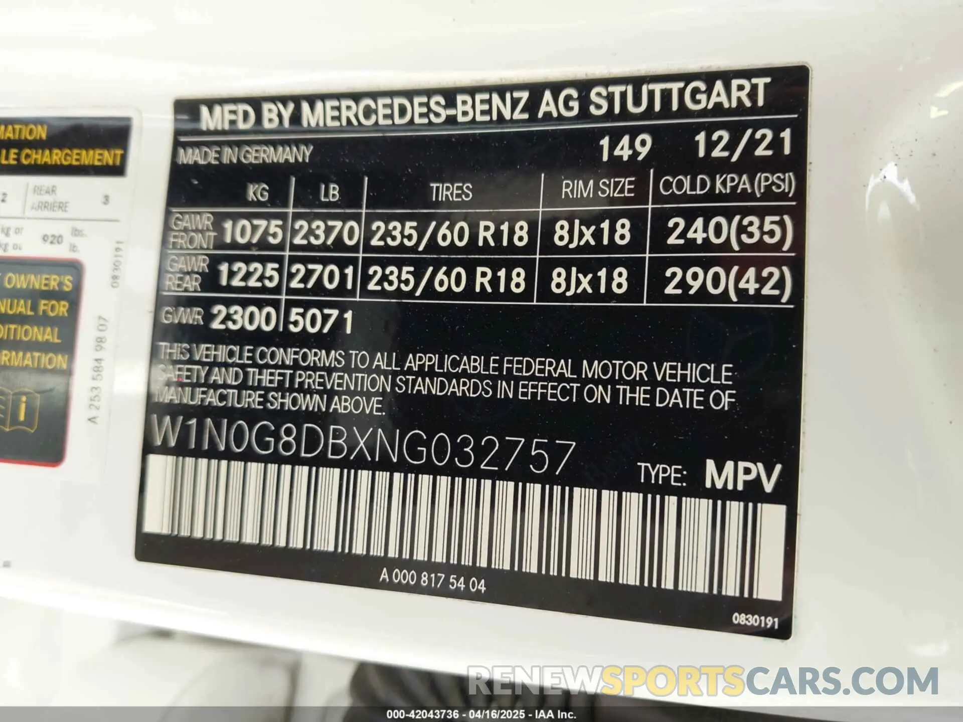 9 fotografías del automóvil dañado W1N0G8DBXNG032757 MERCEDES-BENZ GLC 300 2022