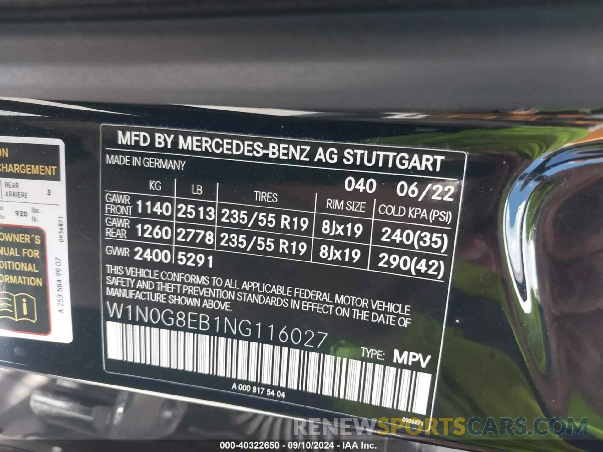 9 fotografías del automóvil dañado W1N0G8EB1NG116027 MERCEDES-BENZ GLC 300 2022