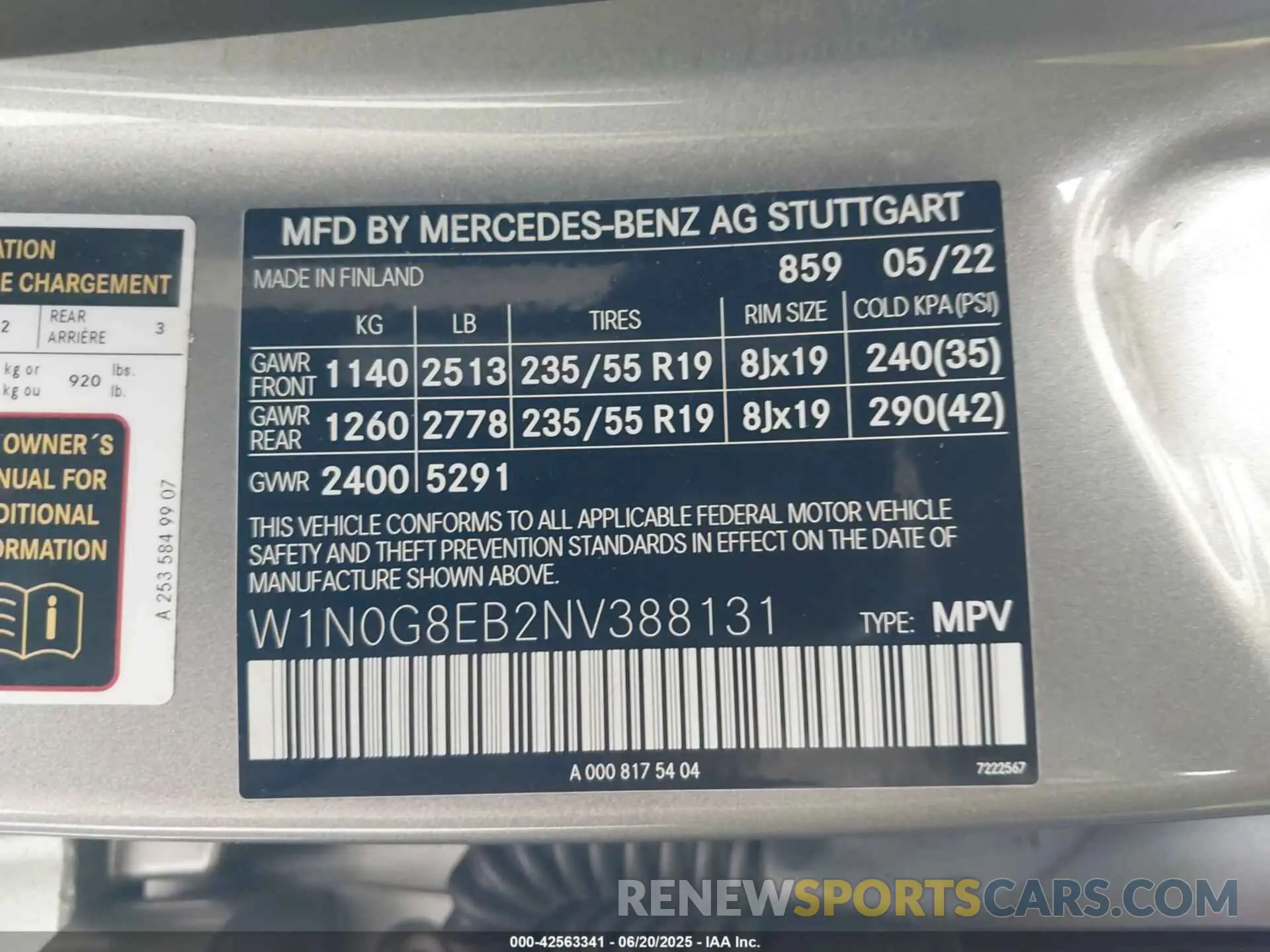 9 fotografías del automóvil dañado W1N0G8EB2NV388131 MERCEDES-BENZ GLC 300 2022