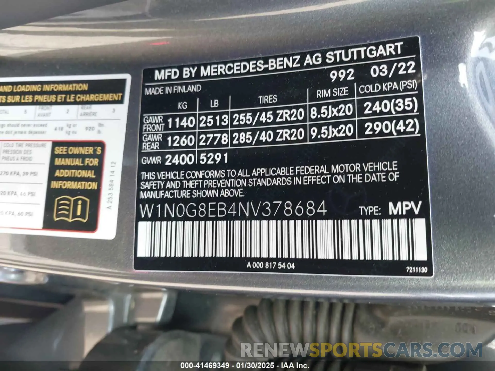 9 fotografías del automóvil dañado W1N0G8EB4NV378684 MERCEDES-BENZ GLC 300 2022