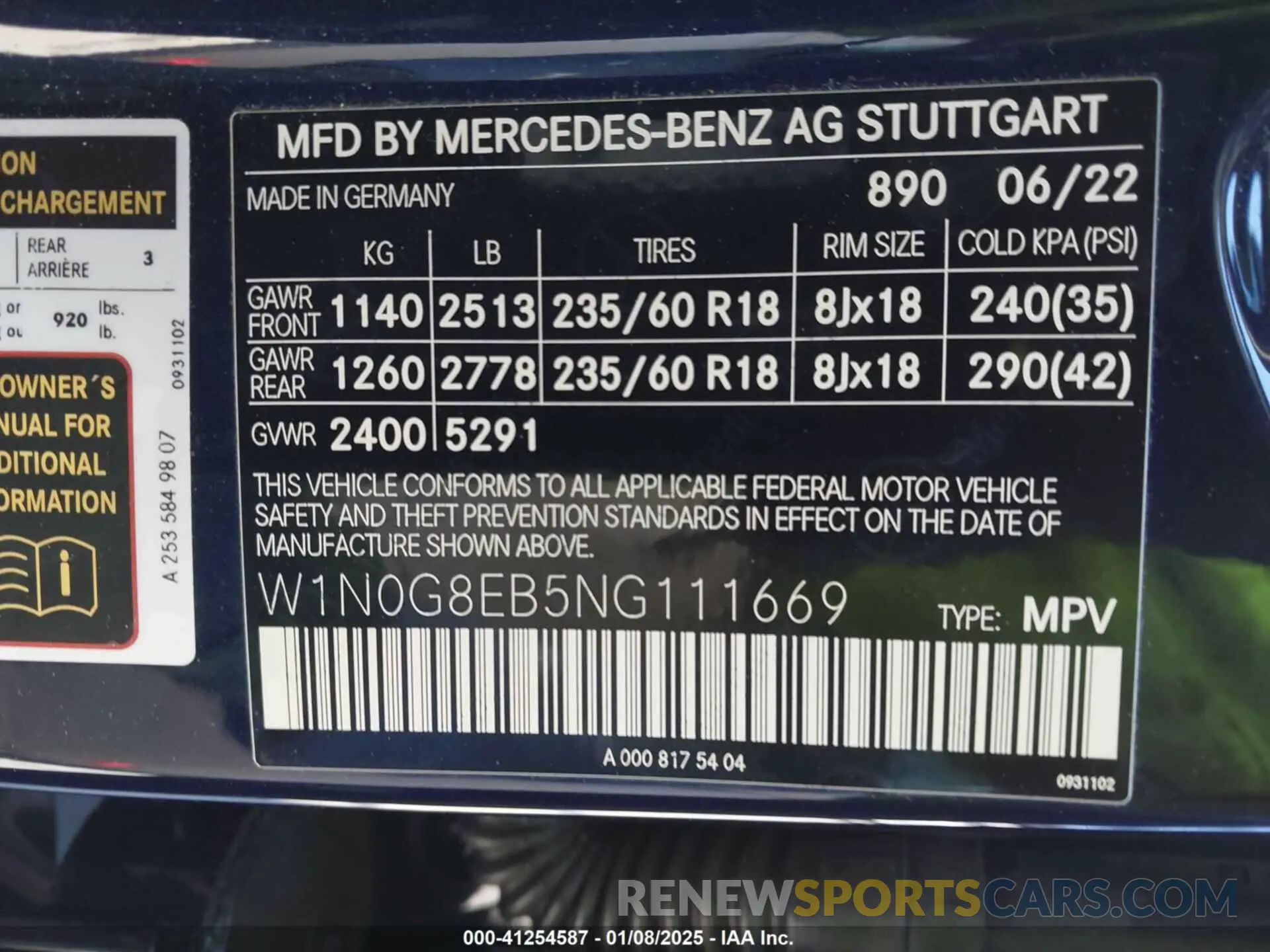 9 fotografías del automóvil dañado W1N0G8EB5NG111669 MERCEDES-BENZ GLC 300 2022