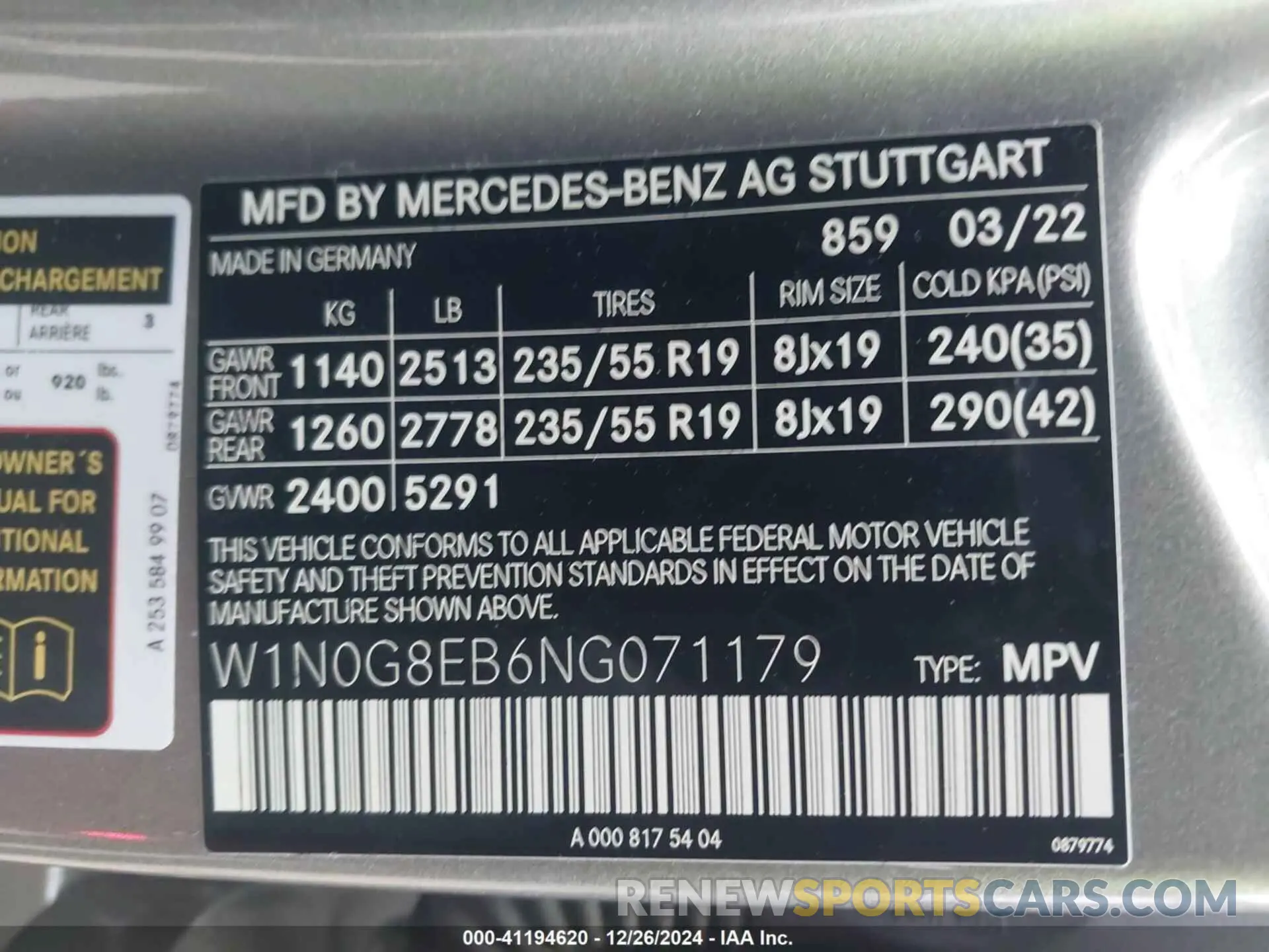 9 fotografías del automóvil dañado W1N0G8EB6NG071179 MERCEDES-BENZ GLC 300 2022