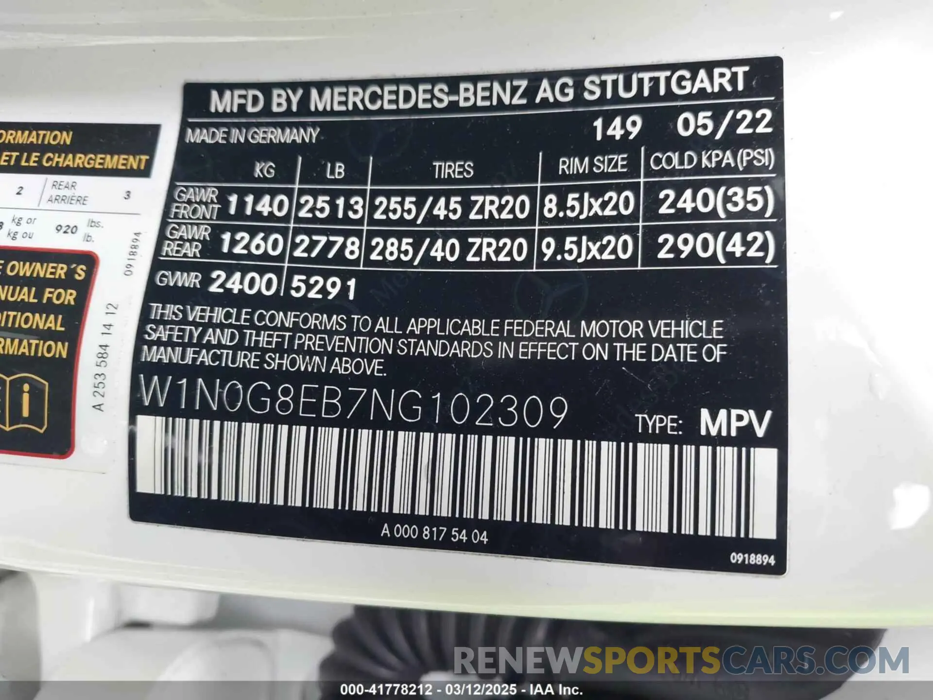 9 fotografías del automóvil dañado W1N0G8EB7NG102309 MERCEDES-BENZ GLC 300 2022