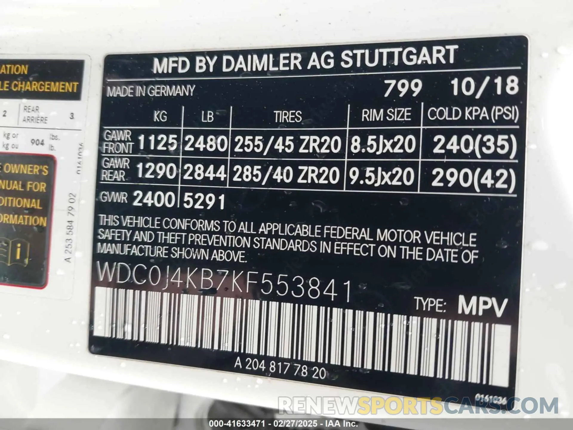 9 fotografías del automóvil dañado WDC0J4KB7KF553841 MERCEDES-BENZ GLC 300 COUPE 2019