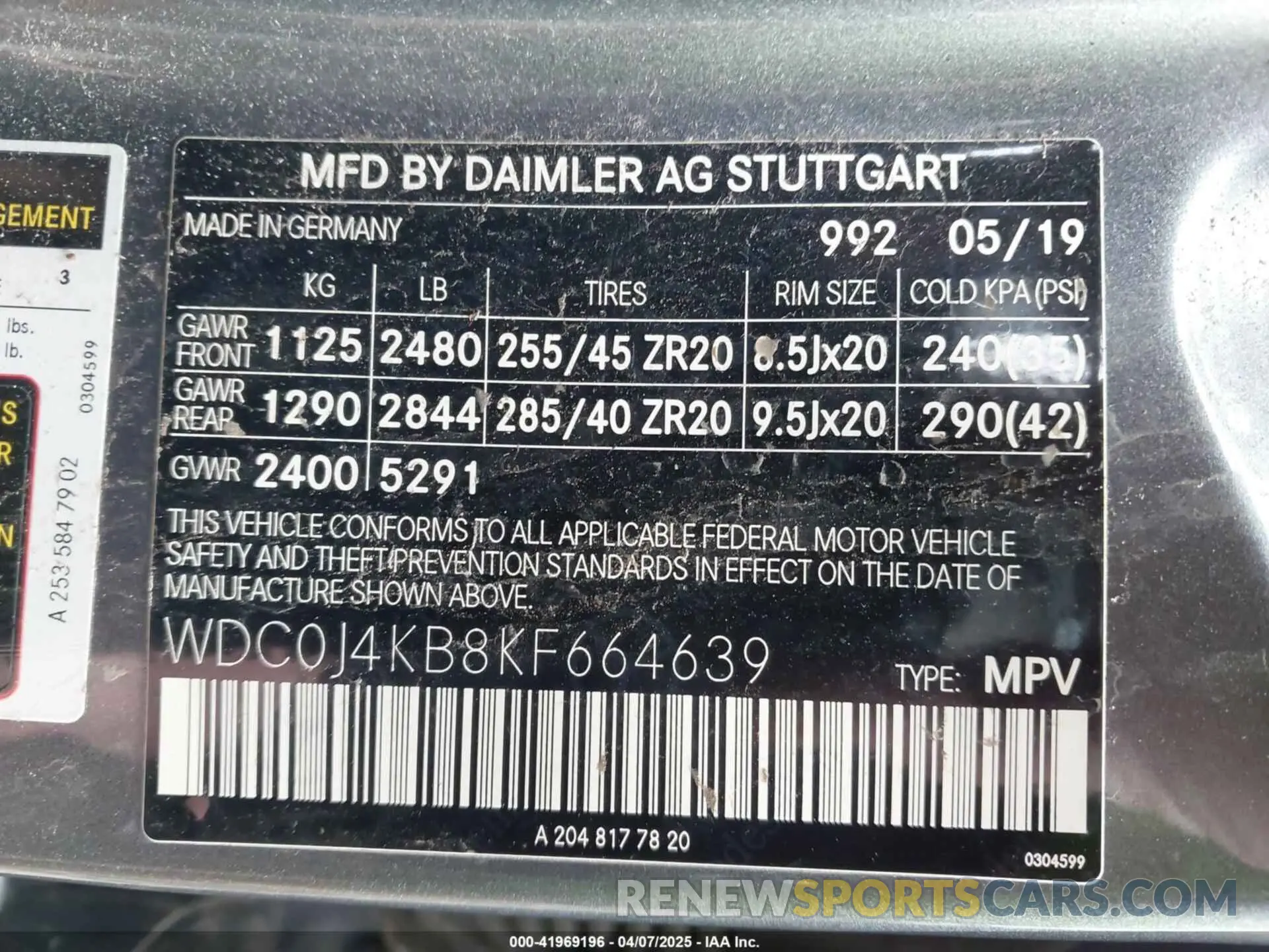 9 fotografías del automóvil dañado WDC0J4KB8KF664639 MERCEDES-BENZ GLC 300 COUPE 2019