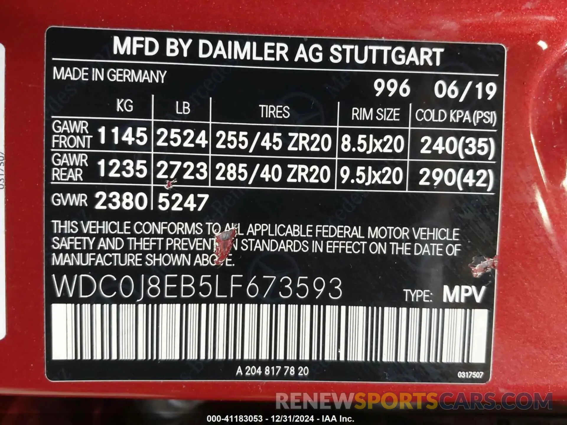 9 fotografías del automóvil dañado WDC0J8EB5LF673593 MERCEDES-BENZ GLC 300 COUPE 2020