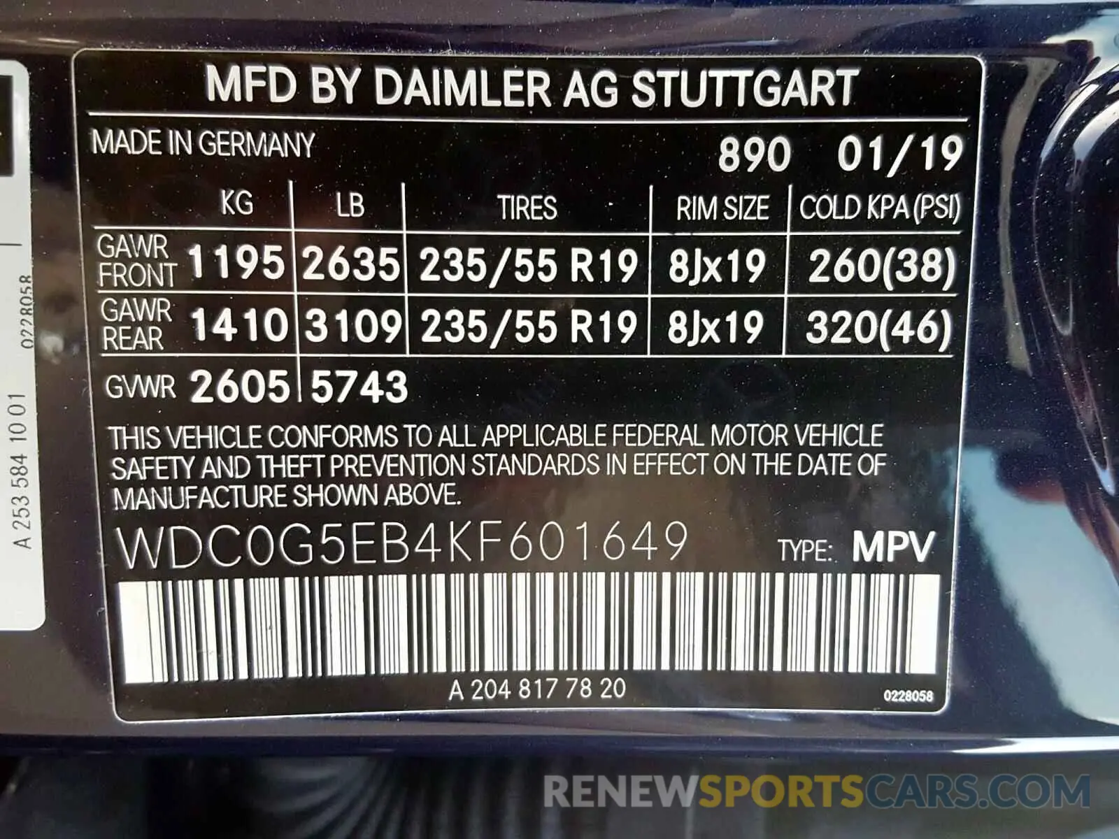 10 fotografías del automóvil dañado WDC0G5EB4KF601649 MERCEDES-BENZ GLC 350E 2019