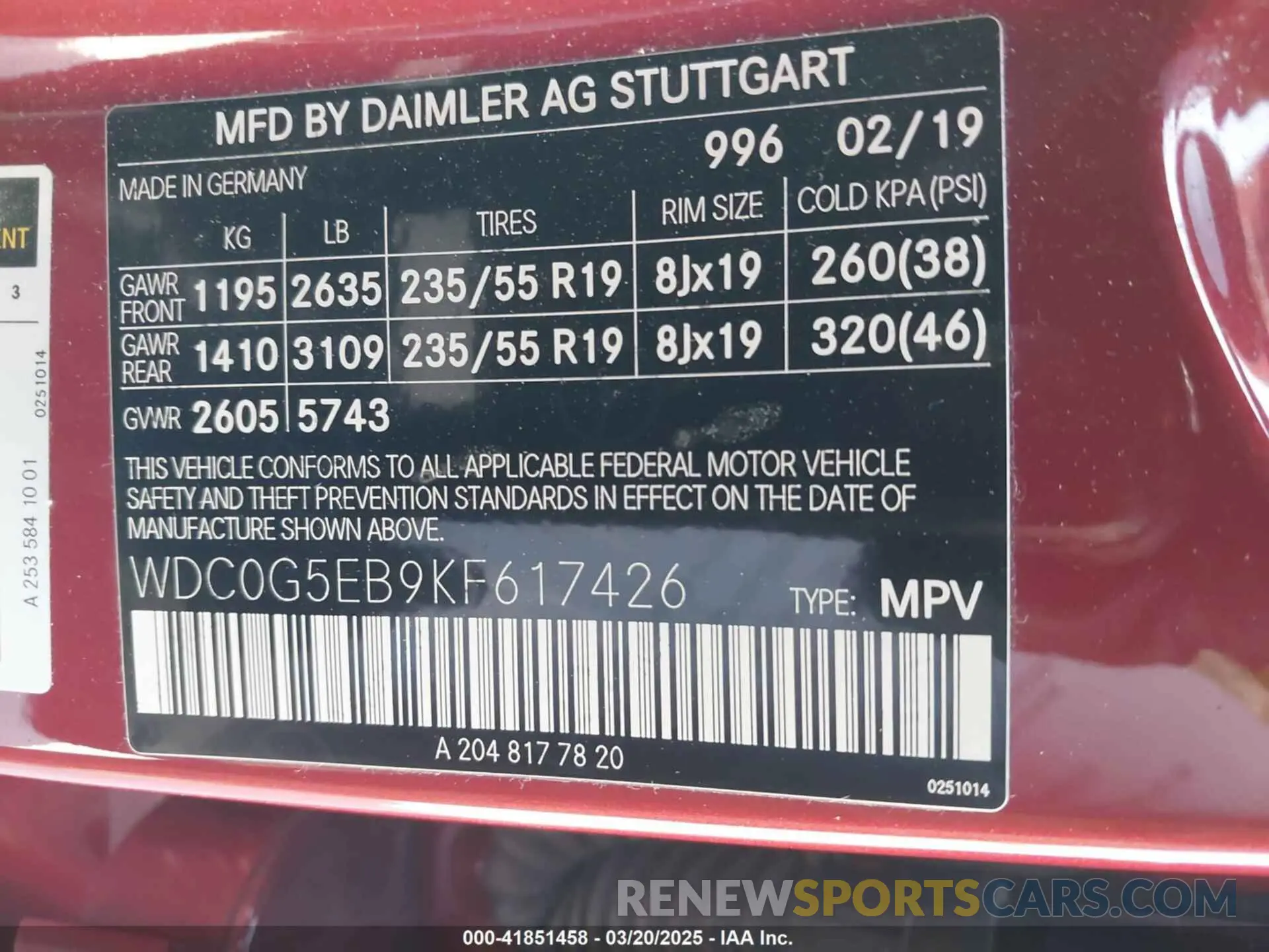9 fotografías del automóvil dañado WDC0G5EB9KF617426 MERCEDES-BENZ GLC 350E 2019