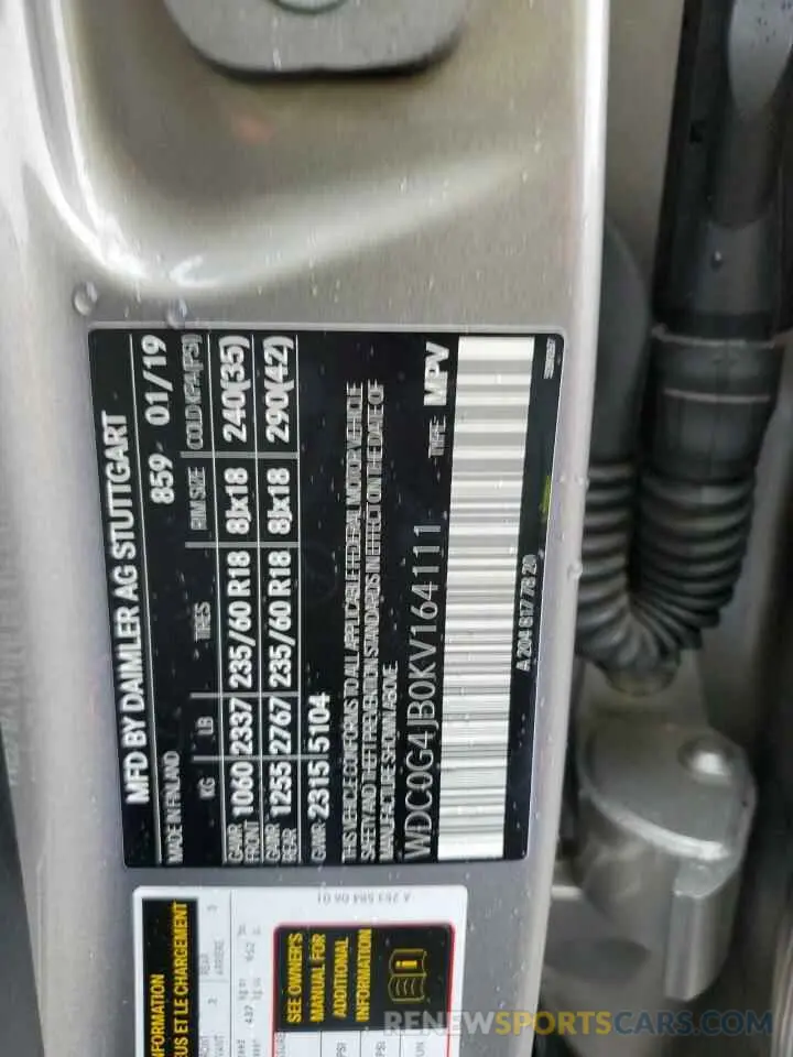 13 fotografías del automóvil dañado WDC0G4JB0KV164111 MERCEDES-BENZ GLC-CLASS 2019