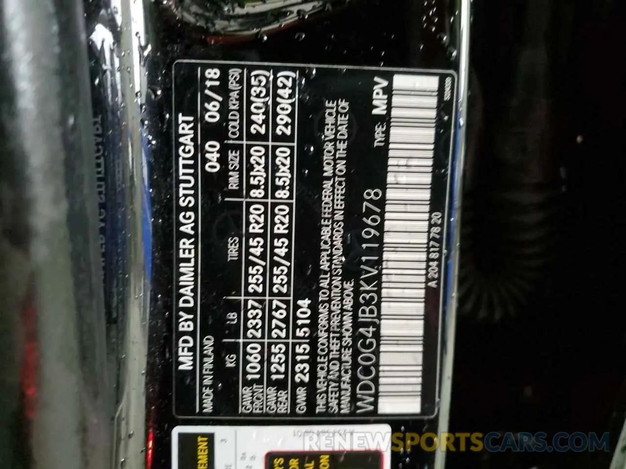15 fotografías del automóvil dañado WDC0G4JB3KV119678 MERCEDES-BENZ GLC-CLASS 2019