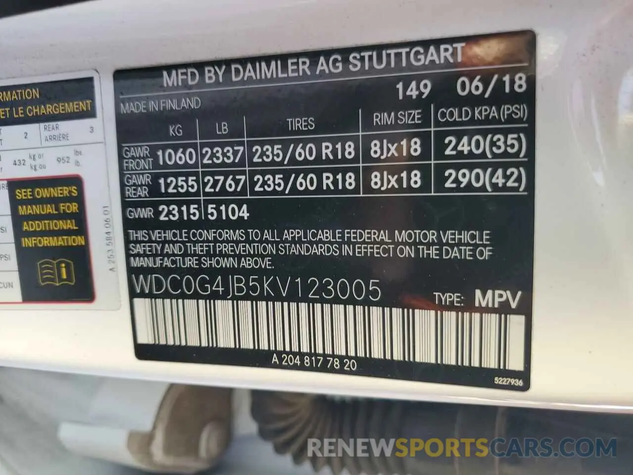 15 fotografías del automóvil dañado WDC0G4JB5KV123005 MERCEDES-BENZ GLC-CLASS 2019