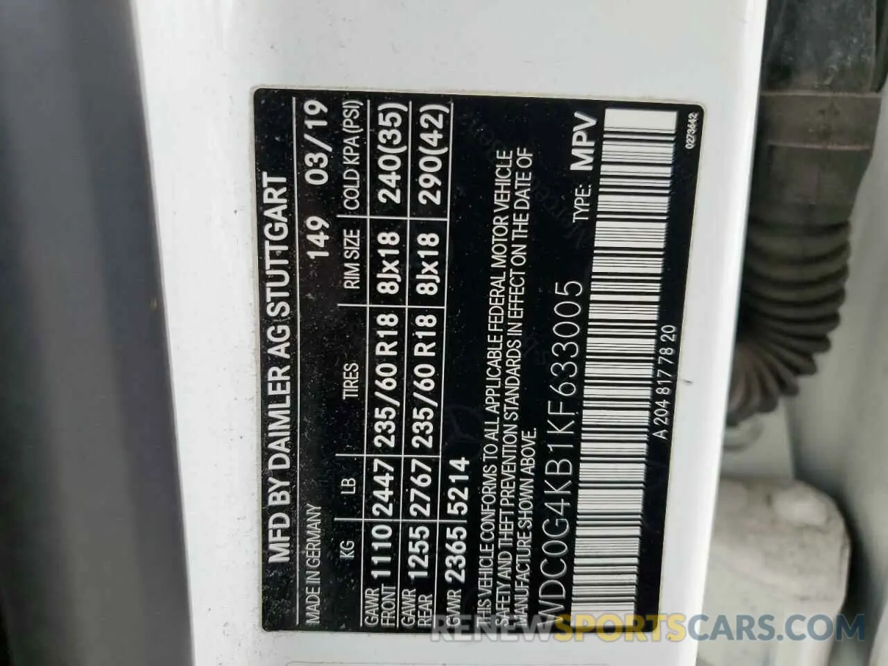 12 fotografías del automóvil dañado WDC0G4KB1KF633005 MERCEDES-BENZ GLC-CLASS 2019