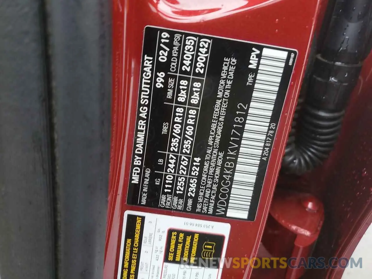 12 fotografías del automóvil dañado WDC0G4KB1KV171812 MERCEDES-BENZ GLC-CLASS 2019