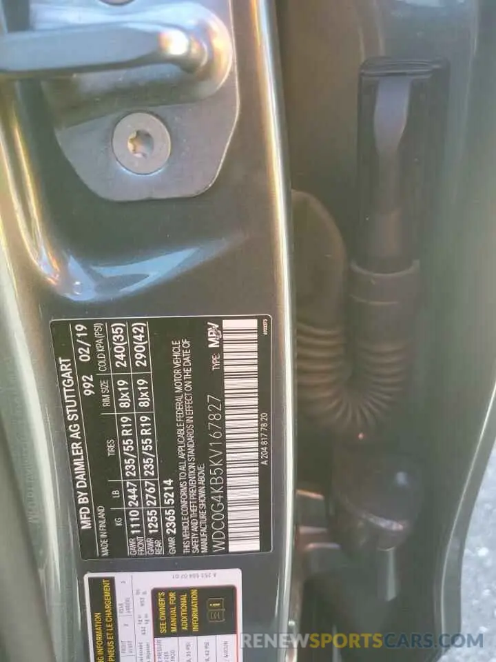 10 fotografías del automóvil dañado WDC0G4KB5KV167827 MERCEDES-BENZ GLC-CLASS 2019
