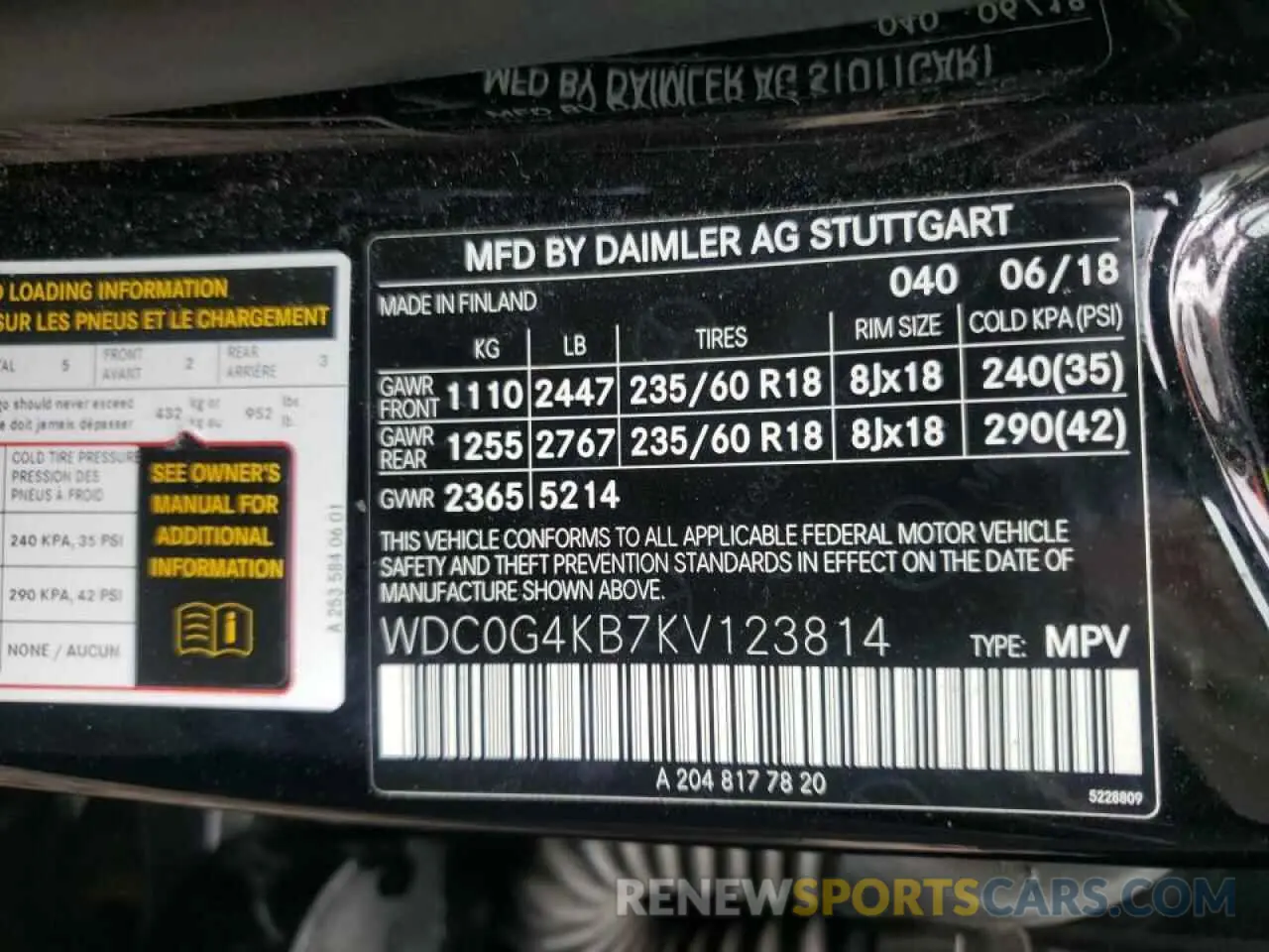10 fotografías del automóvil dañado WDC0G4KB7KV123814 MERCEDES-BENZ GLC-CLASS 2019
