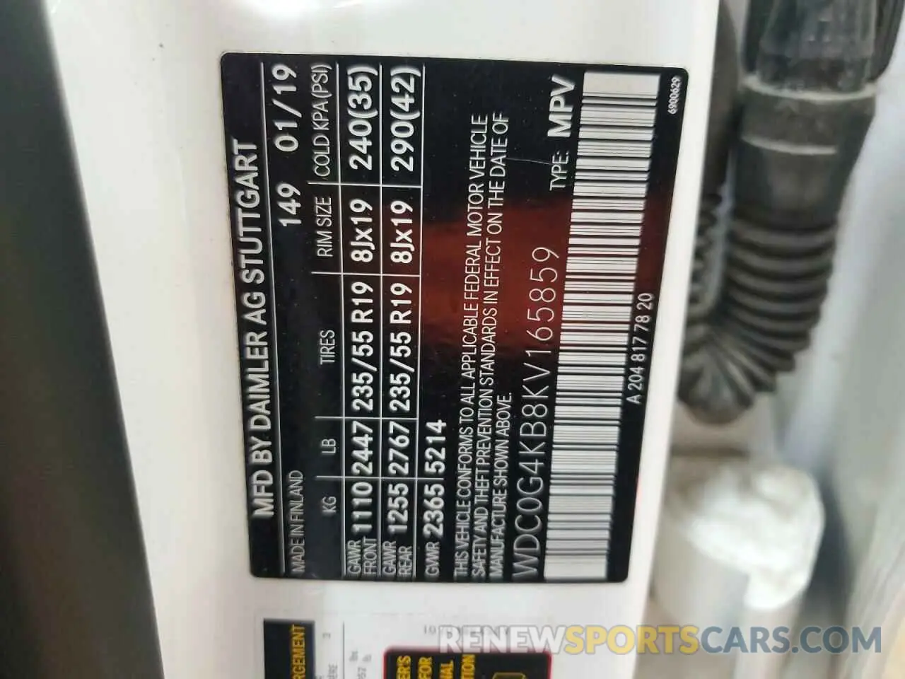 13 fotografías del automóvil dañado WDC0G4KB8KV165859 MERCEDES-BENZ GLC-CLASS 2019