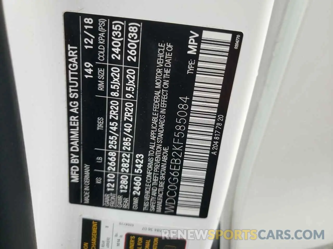 14 fotografías del automóvil dañado WDC0G6EB2KF585084 MERCEDES-BENZ GLC-CLASS 2019