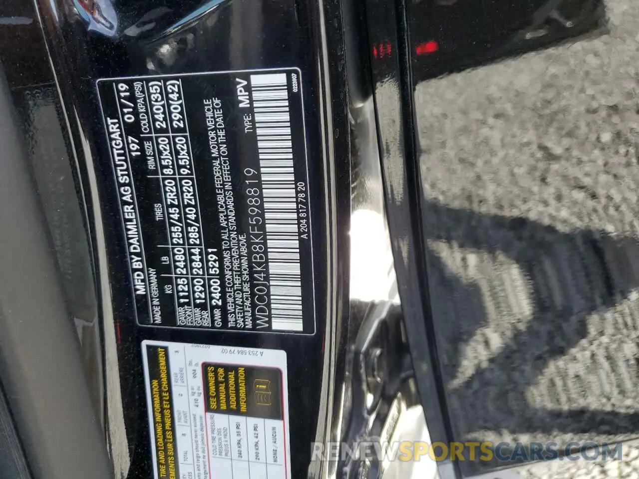 14 fotografías del automóvil dañado WDC0J4KB8KF598819 MERCEDES-BENZ GLC-CLASS 2019