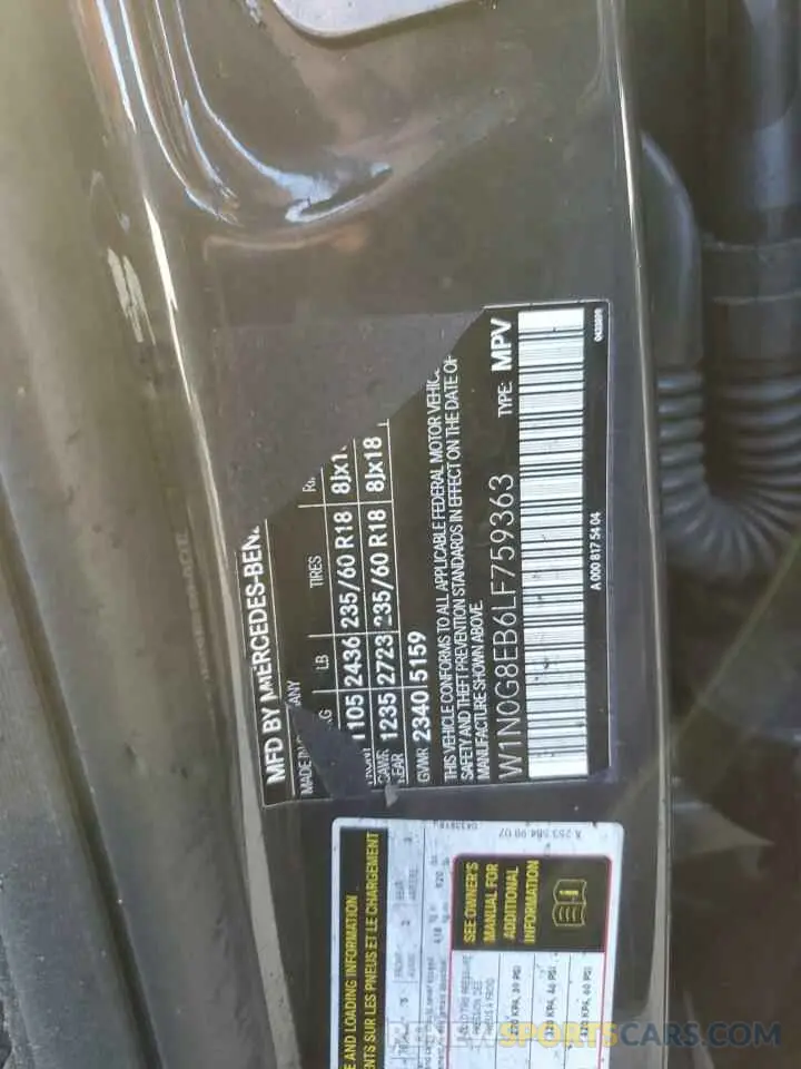 13 fotografías del automóvil dañado W1N0G8EB6LF759363 MERCEDES-BENZ GLC-CLASS 2020