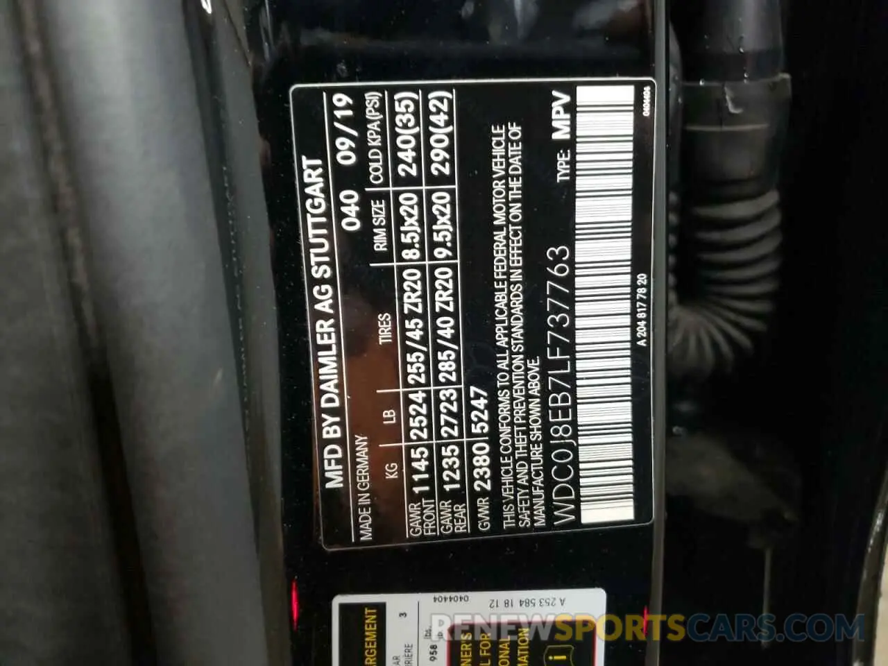 13 fotografías del automóvil dañado WDC0J8EB7LF737763 MERCEDES-BENZ GLC-CLASS 2020