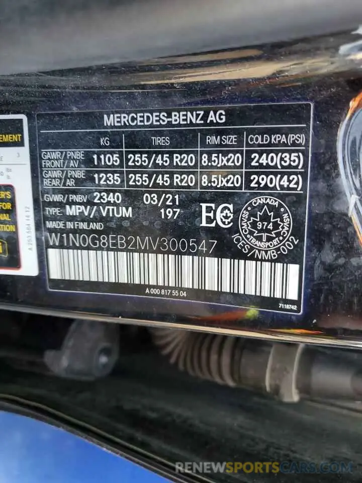 13 fotografías del automóvil dañado W1N0G8EB2MV300547 MERCEDES-BENZ GLC-CLASS 2021