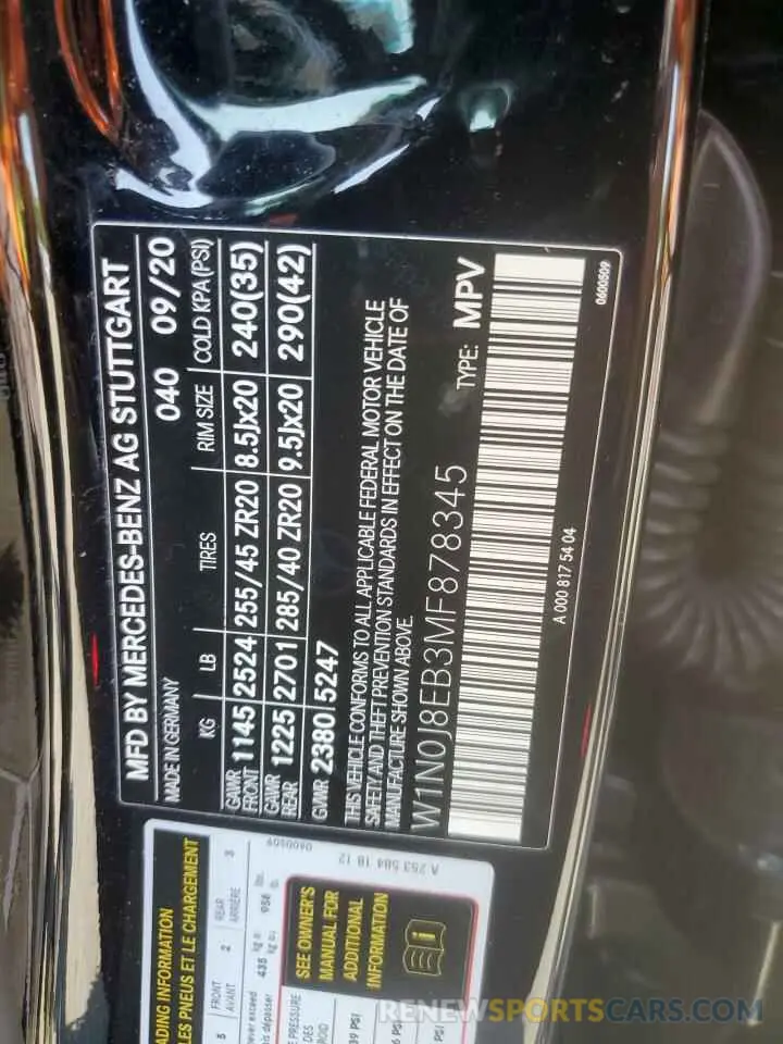13 fotografías del automóvil dañado W1N0J8EB3MF878345 MERCEDES-BENZ GLC-CLASS 2021