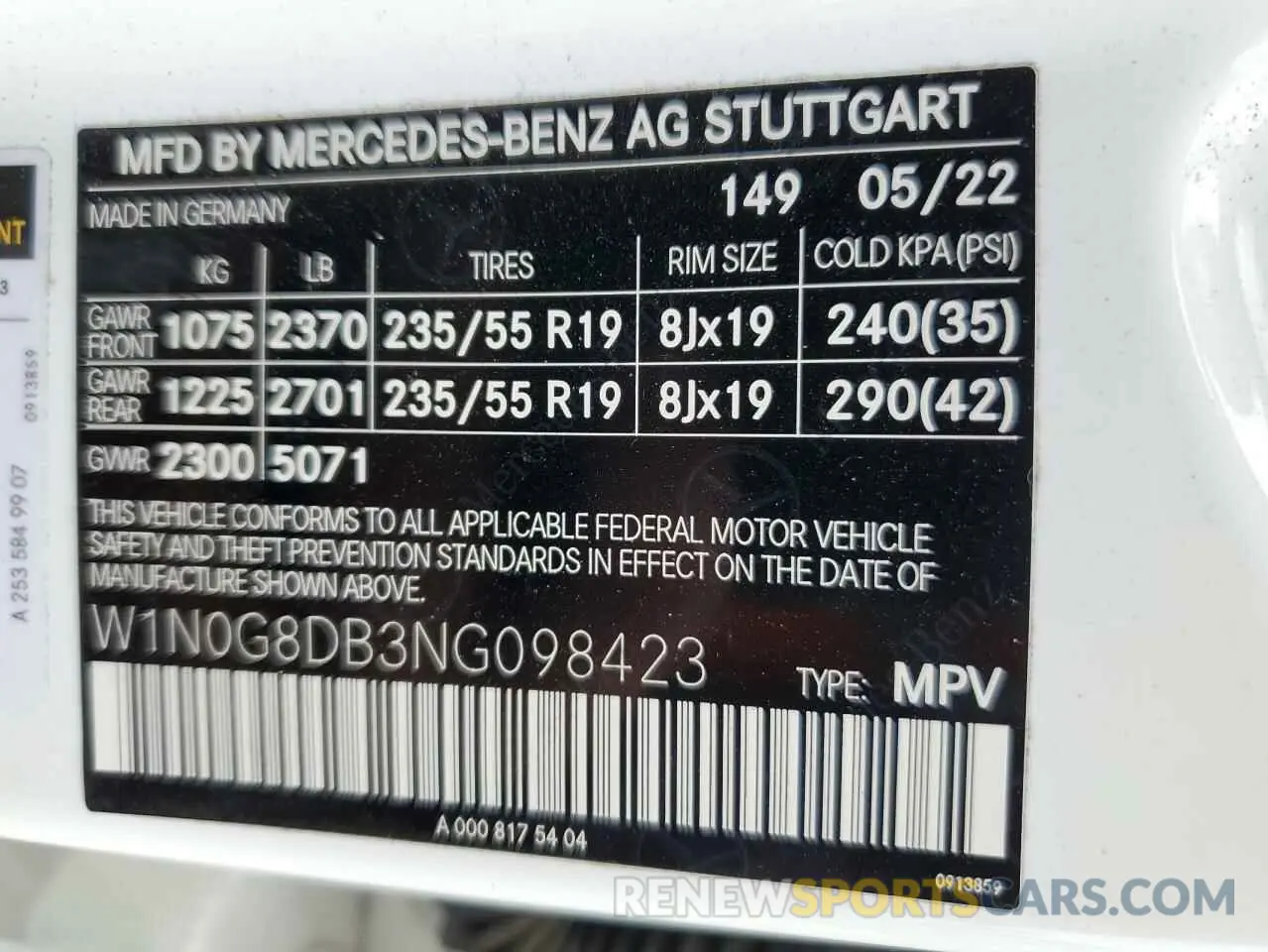 13 fotografías del automóvil dañado W1N0G8DB3NG098423 MERCEDES-BENZ GLC-CLASS 2022
