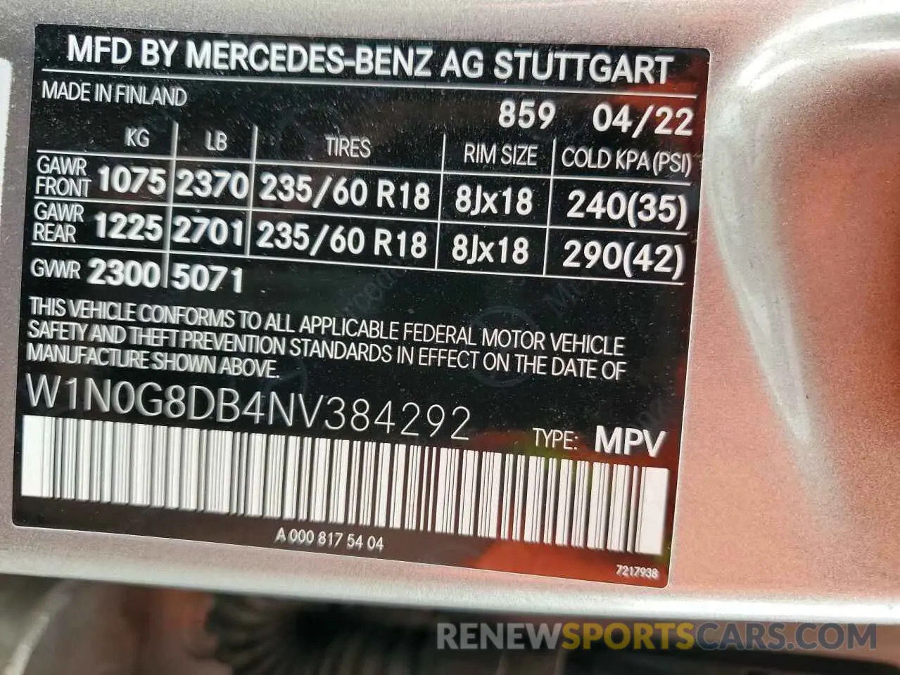 14 fotografías del automóvil dañado W1N0G8DB4NV384292 MERCEDES-BENZ GLC-CLASS 2022