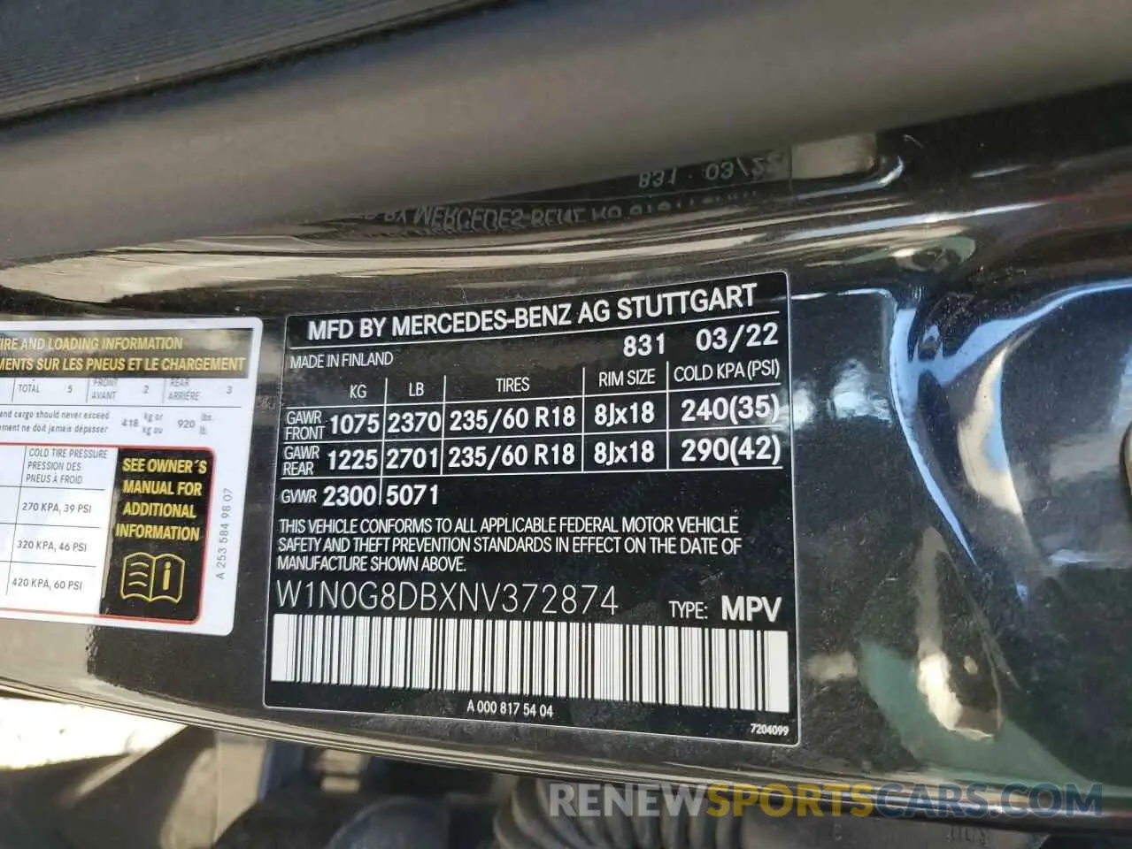 13 fotografías del automóvil dañado W1N0G8DBXNV372874 MERCEDES-BENZ GLC-CLASS 2022