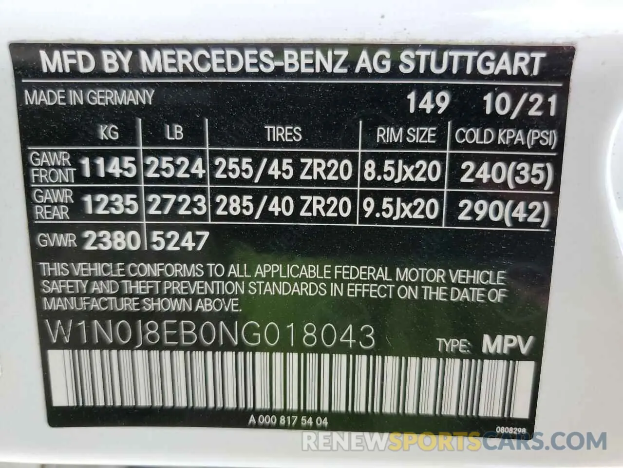 13 fotografías del automóvil dañado W1N0J8EB0NG018043 MERCEDES-BENZ GLC-CLASS 2022