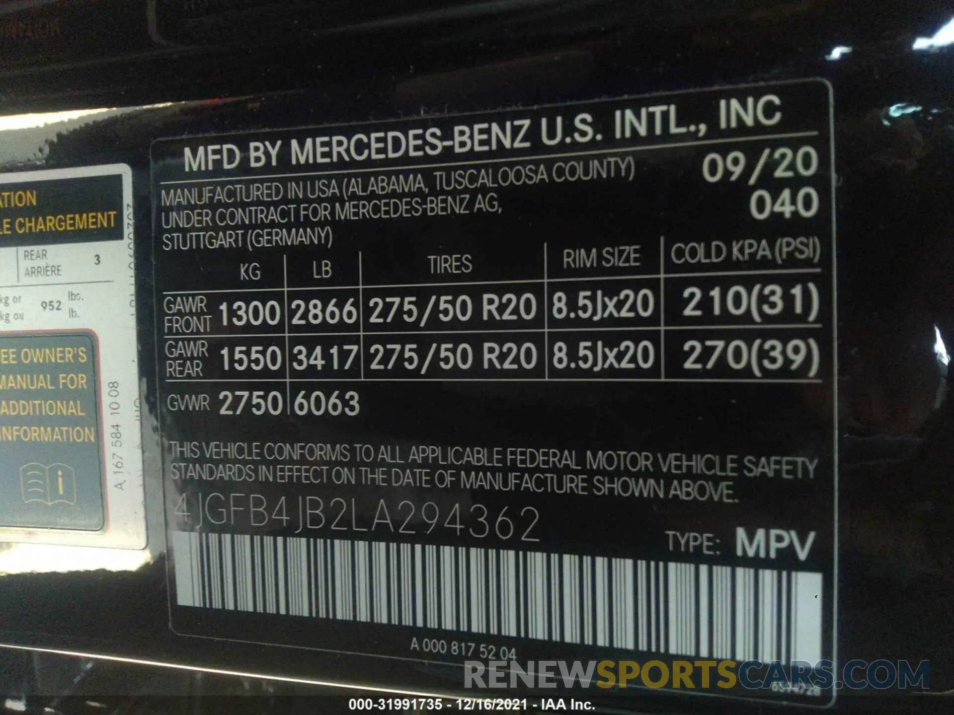 9 fotografías del automóvil dañado 4JGFB4JB2LA294362 MERCEDES-BENZ GLE 2020