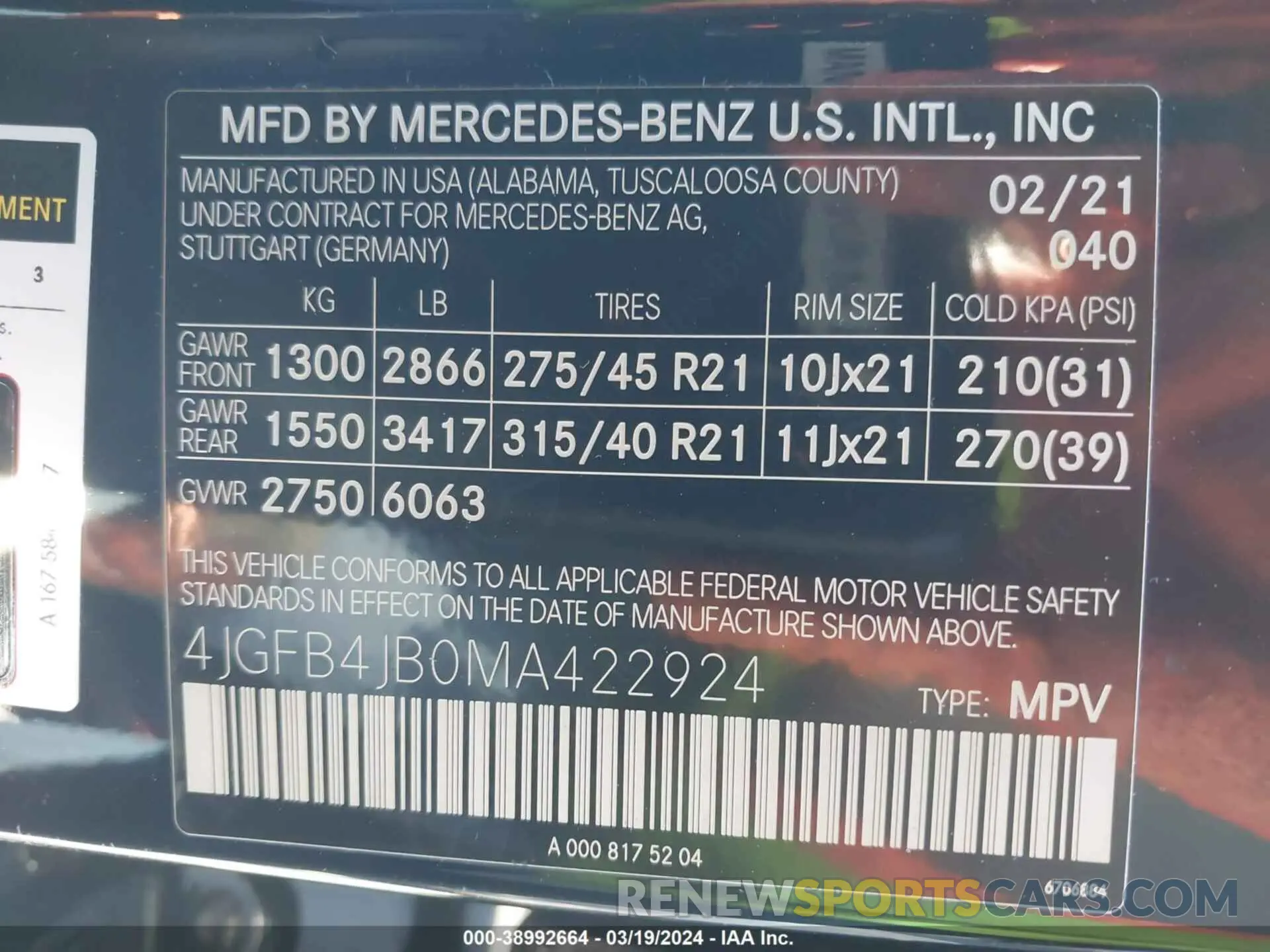 9 fotografías del automóvil dañado 4JGFB4JB0MA422924 MERCEDES-BENZ GLE 2021