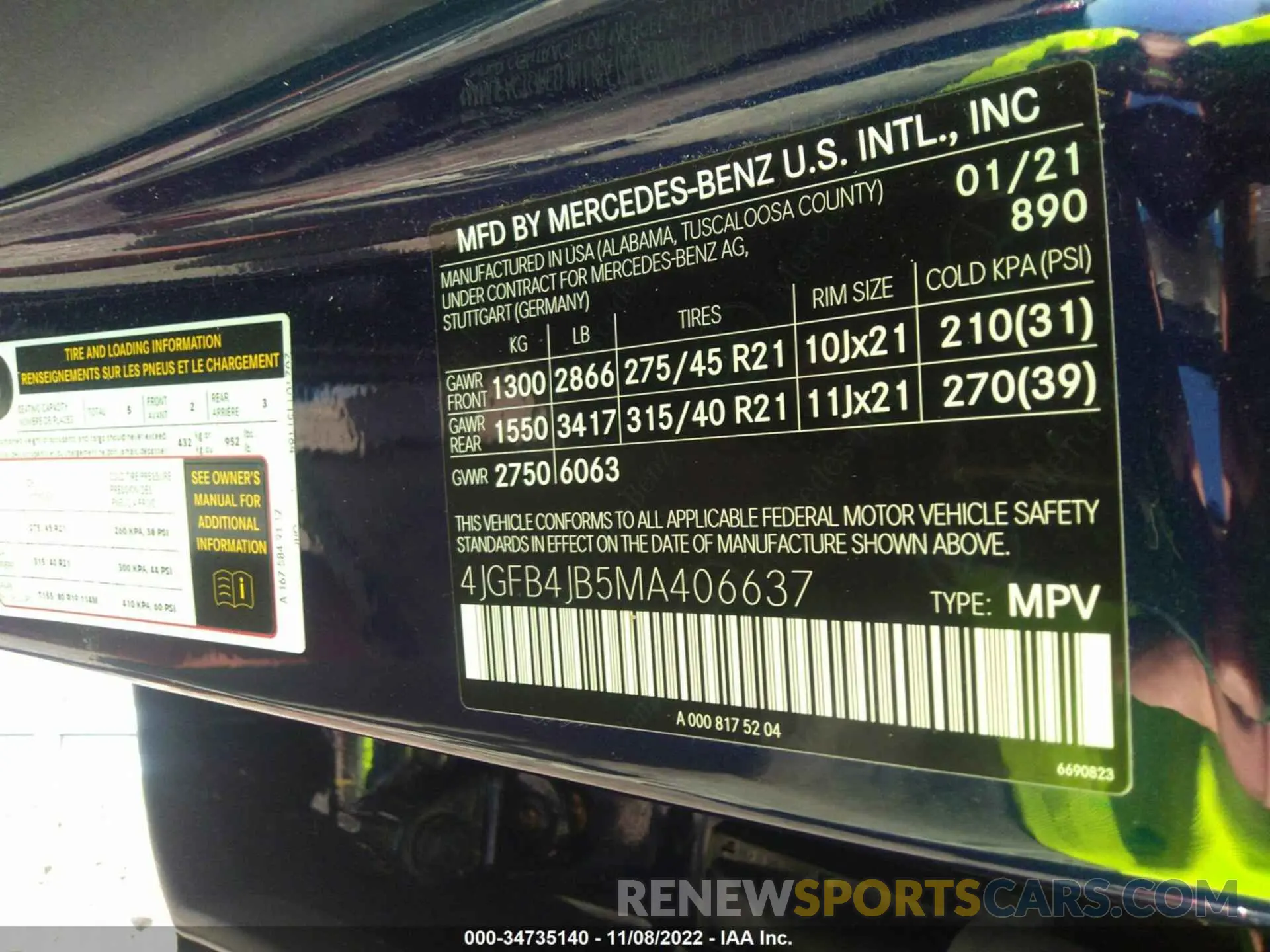 9 fotografías del automóvil dañado 4JGFB4JB5MA406637 MERCEDES-BENZ GLE 2021