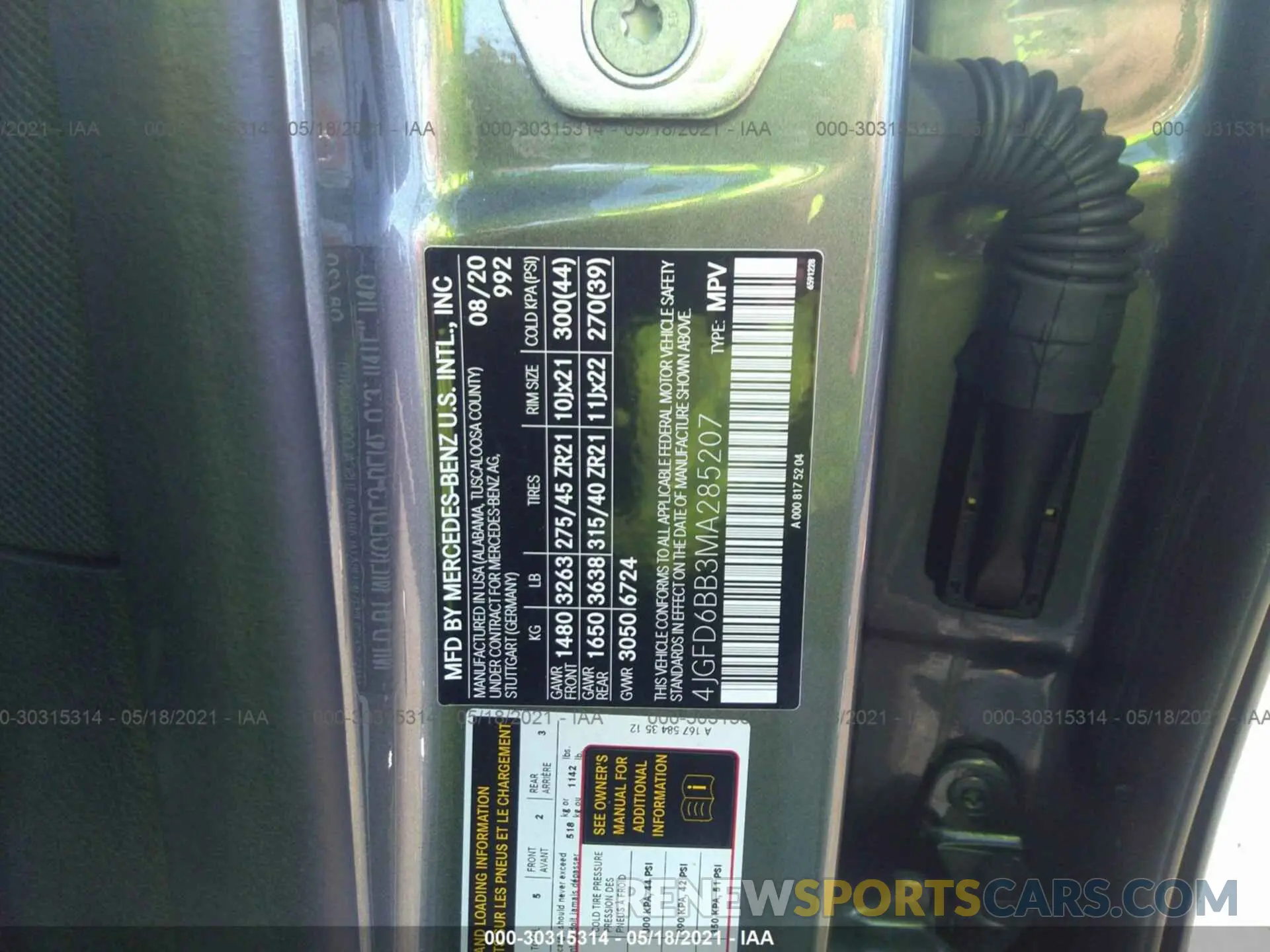 9 fotografías del automóvil dañado 4JGFD6BB3MA285207 MERCEDES-BENZ GLE 2021